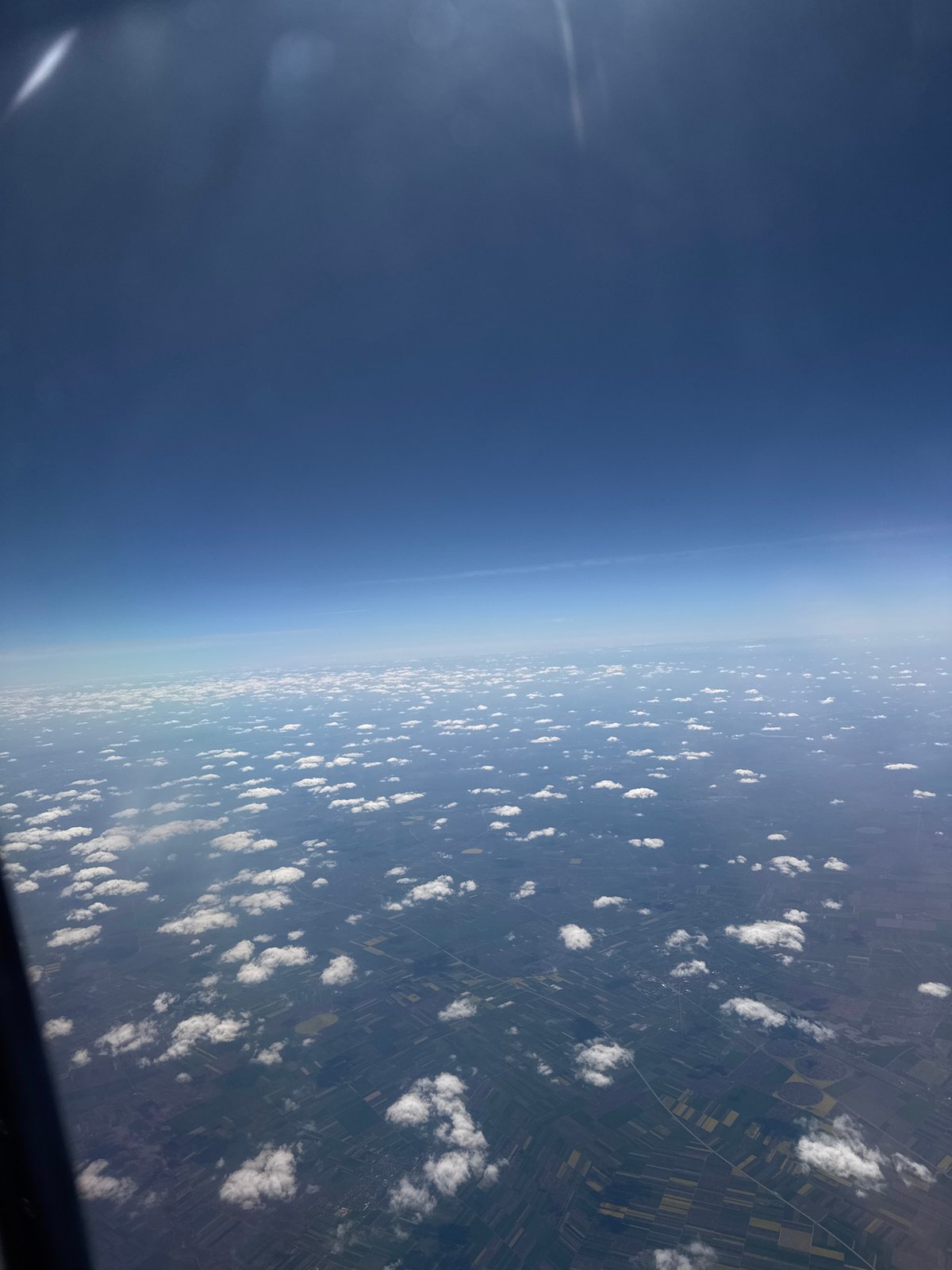 Passenger documents aerial views during flight over Sofia Bulgaria