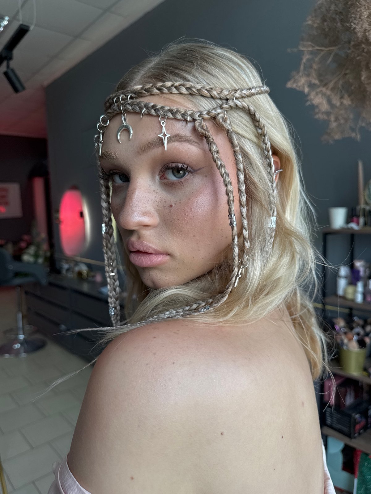 Hair and makeup session with celestial braid styling in Novocherkassk