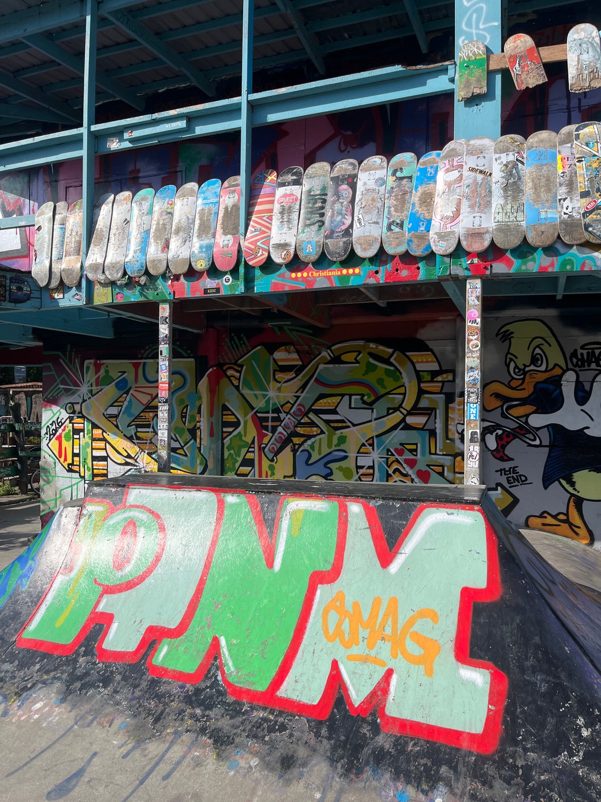 Copenhagen skate park packed with graffiti, sculptures, and street art