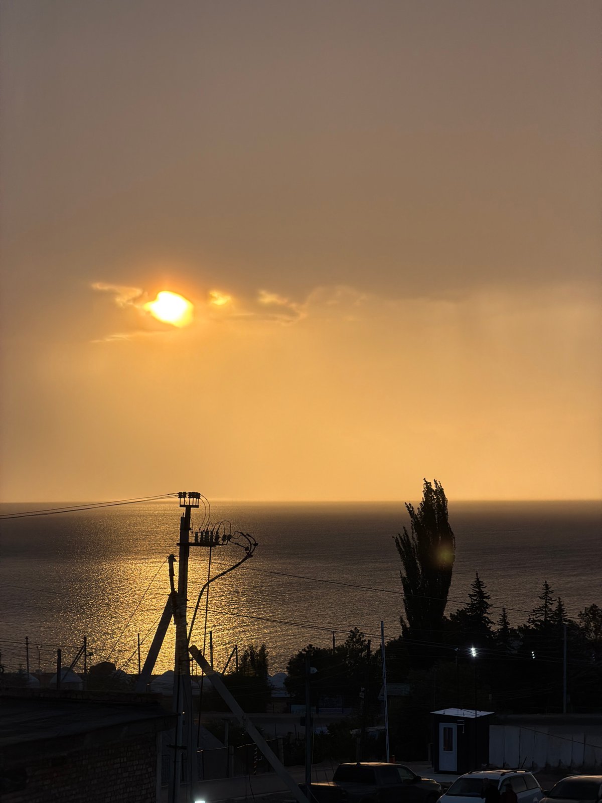 DJ setup and stormy Issyk-Kul views in Kaji-Say