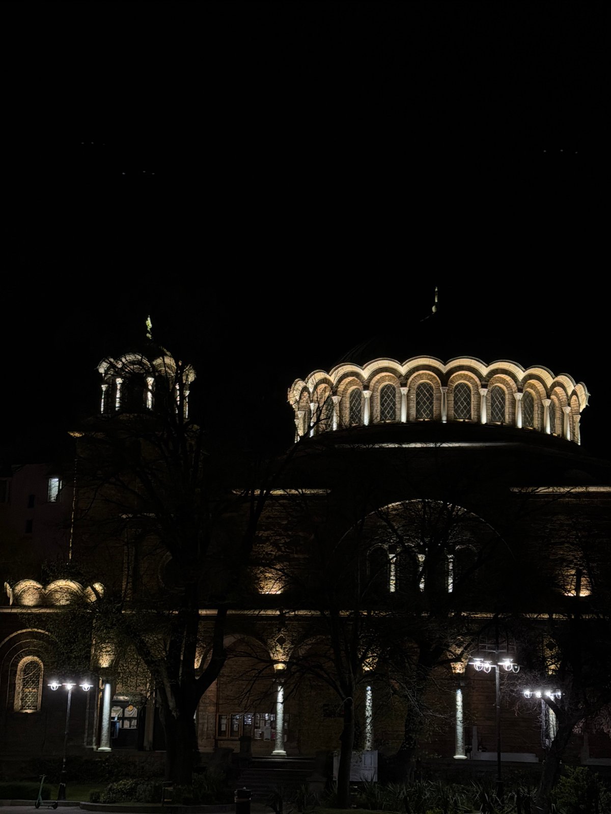 Evening streetscapes captured around Sofia cathedral district