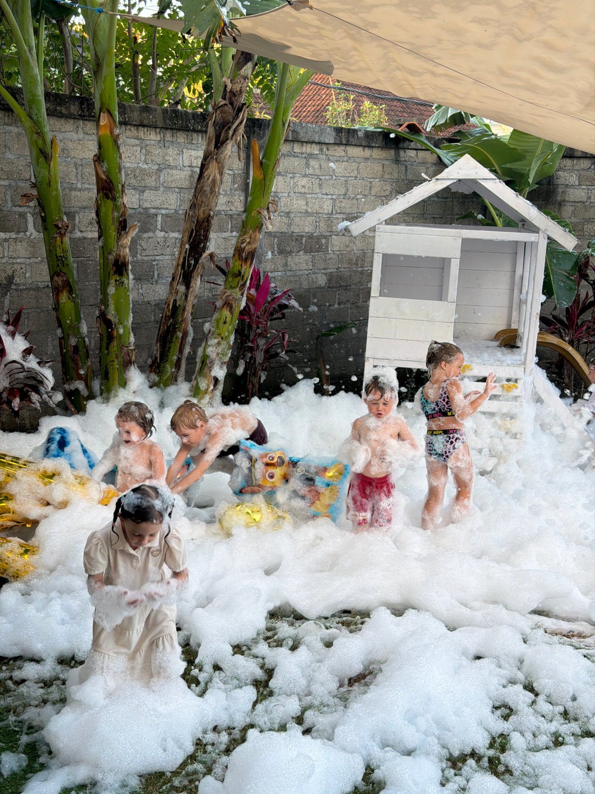 Children enjoy foam party in Kuta Selatan Indonesia