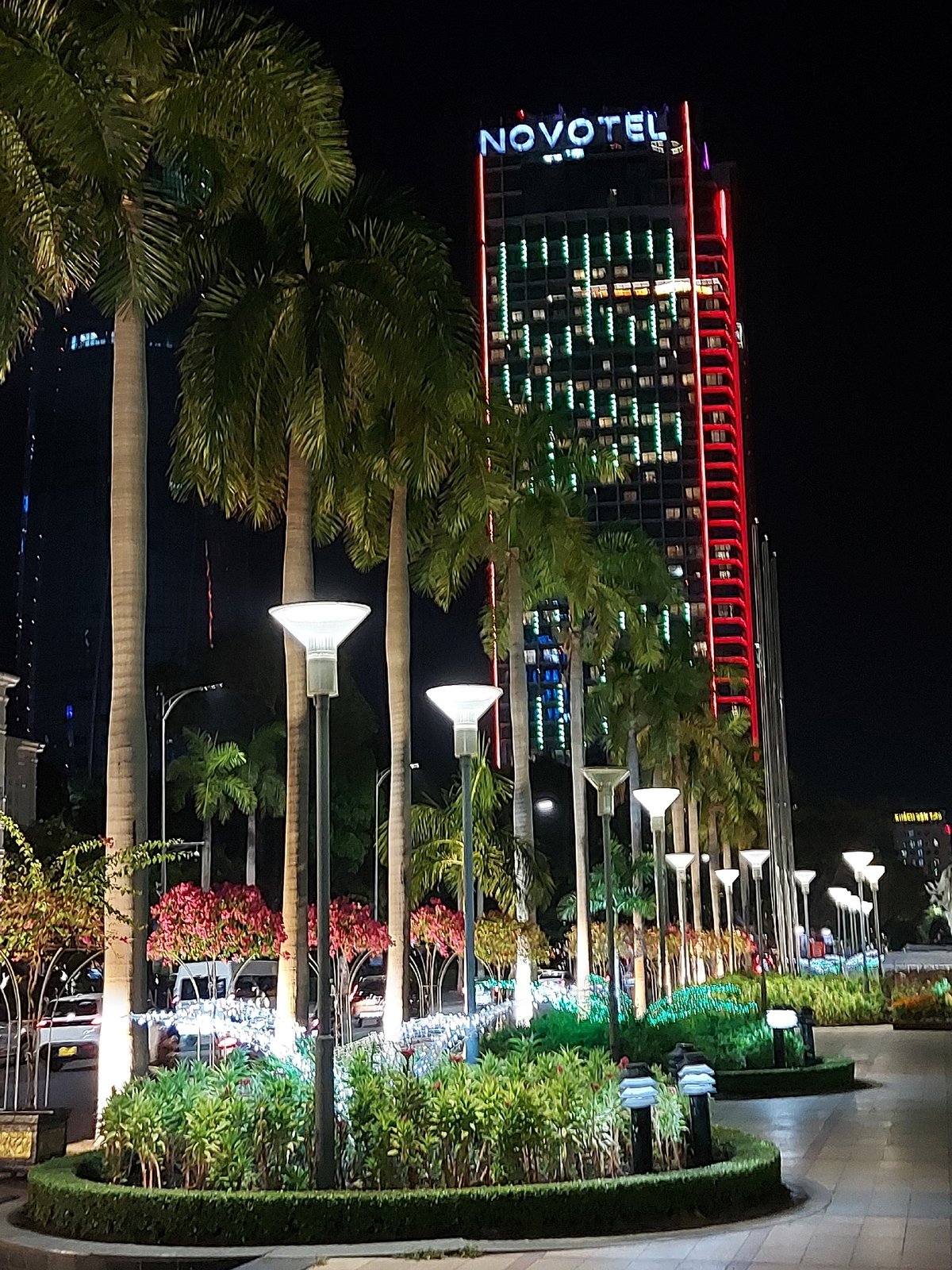 Da Nang's Han River waterfront lit up at night