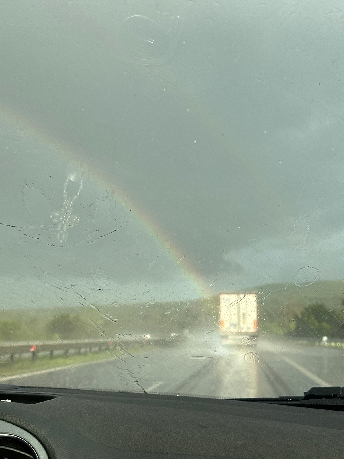 Partial rainbow spotted from highway near Lozen, Bulgaria