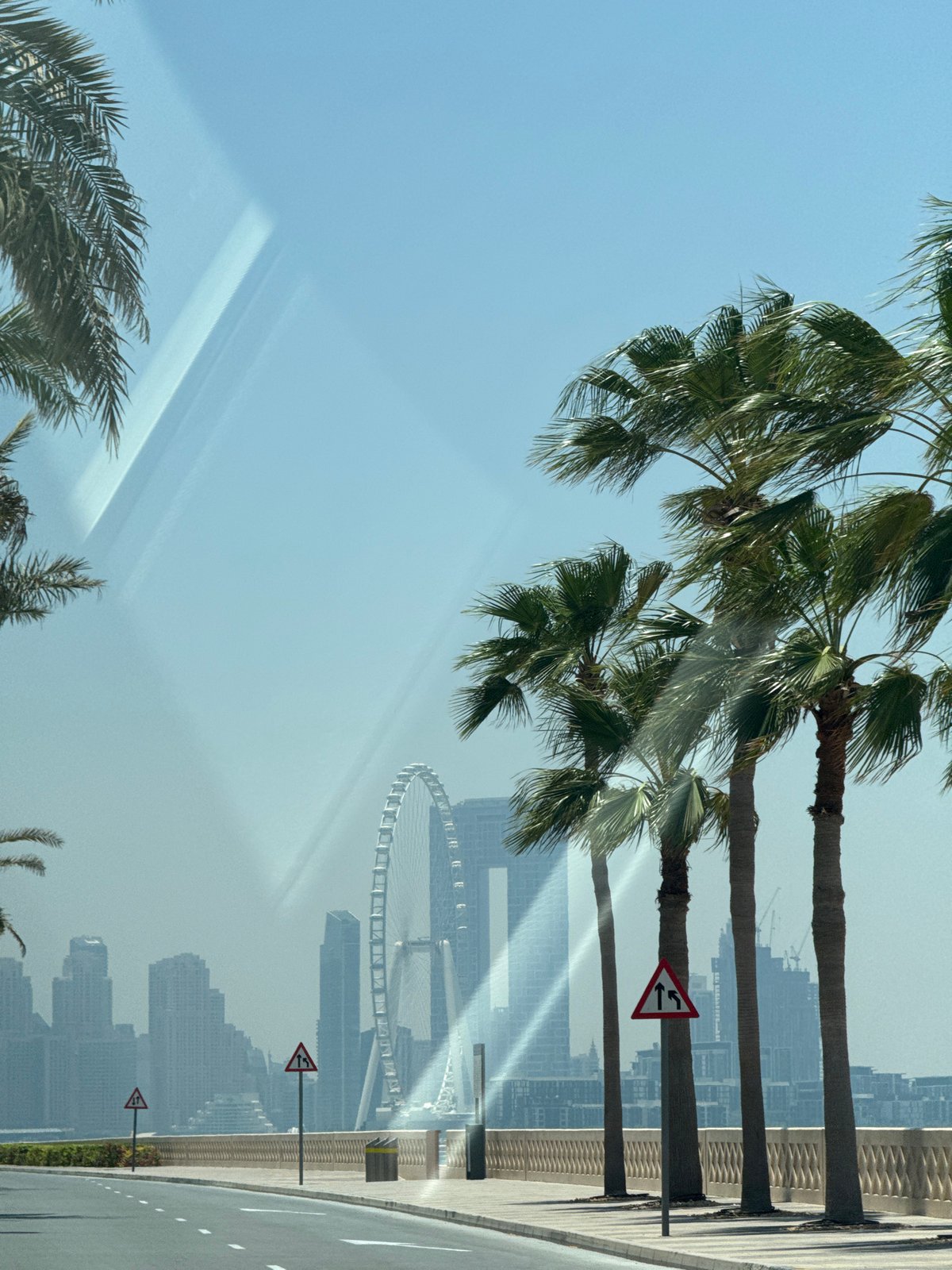Sunny morning captured from vehicle in Dubai