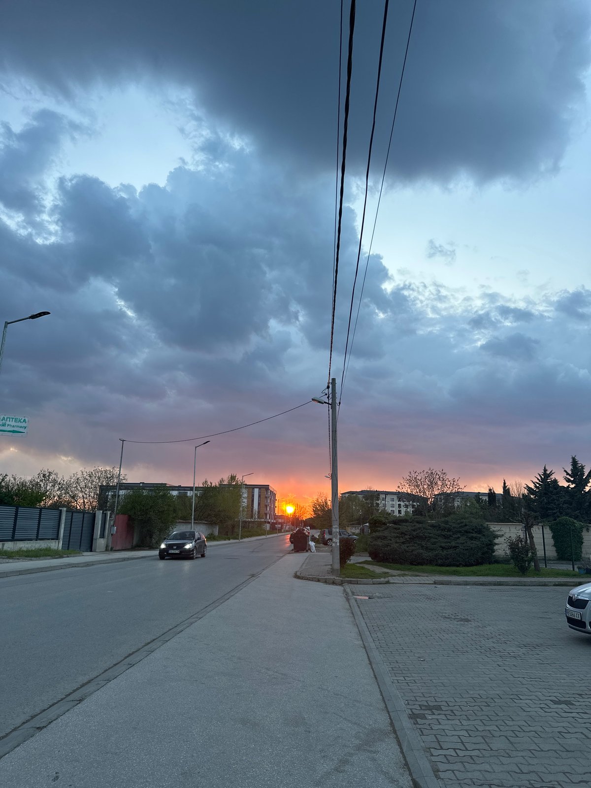 Sunset evening documented at Plovdiv fast-food location