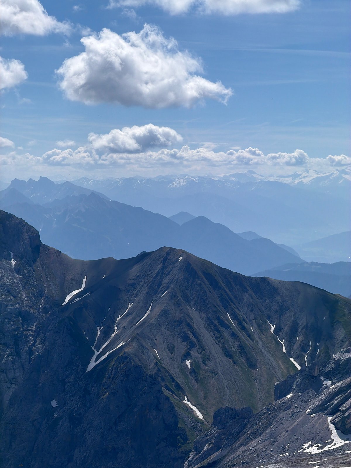 Morning at the Zugspitze summit, crowds and alpine scenery