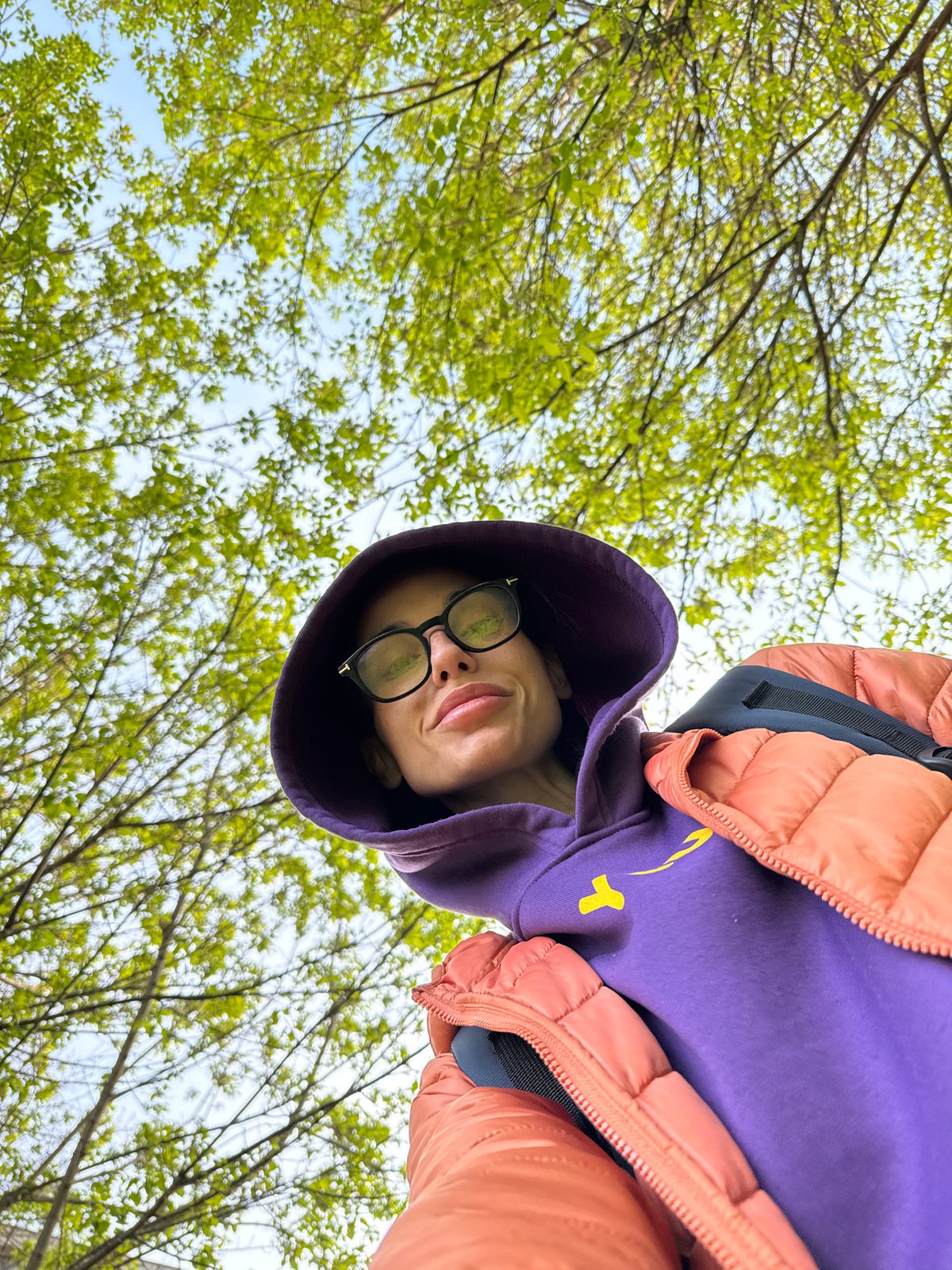 Person in colorful outfit photographed in early morning Pleven