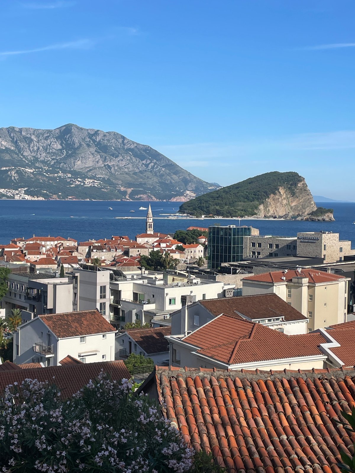Witness documents panoramic views of Budva from elevated balcony