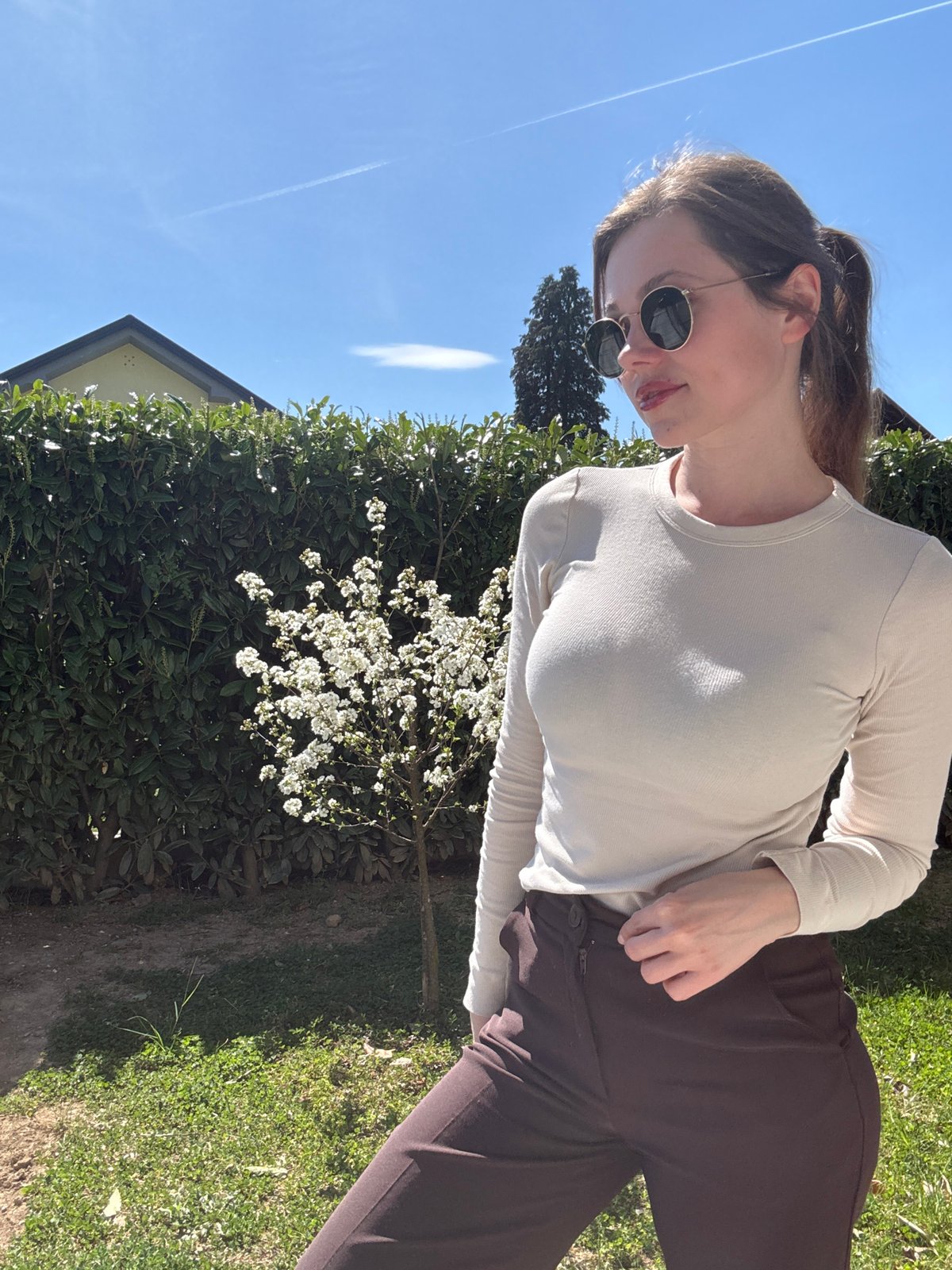 Woman takes selfie at home in Kranj, Slovenia