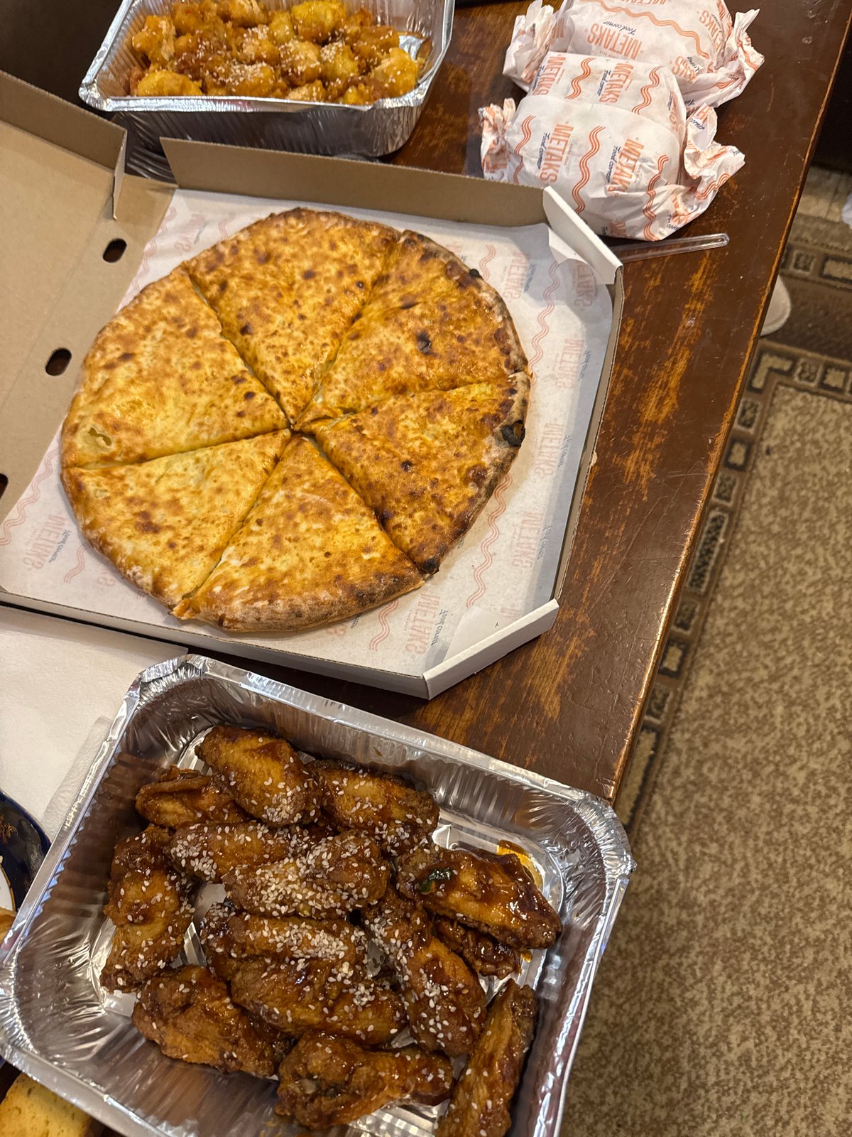 Casual takeout meal documented at home in Yerevan