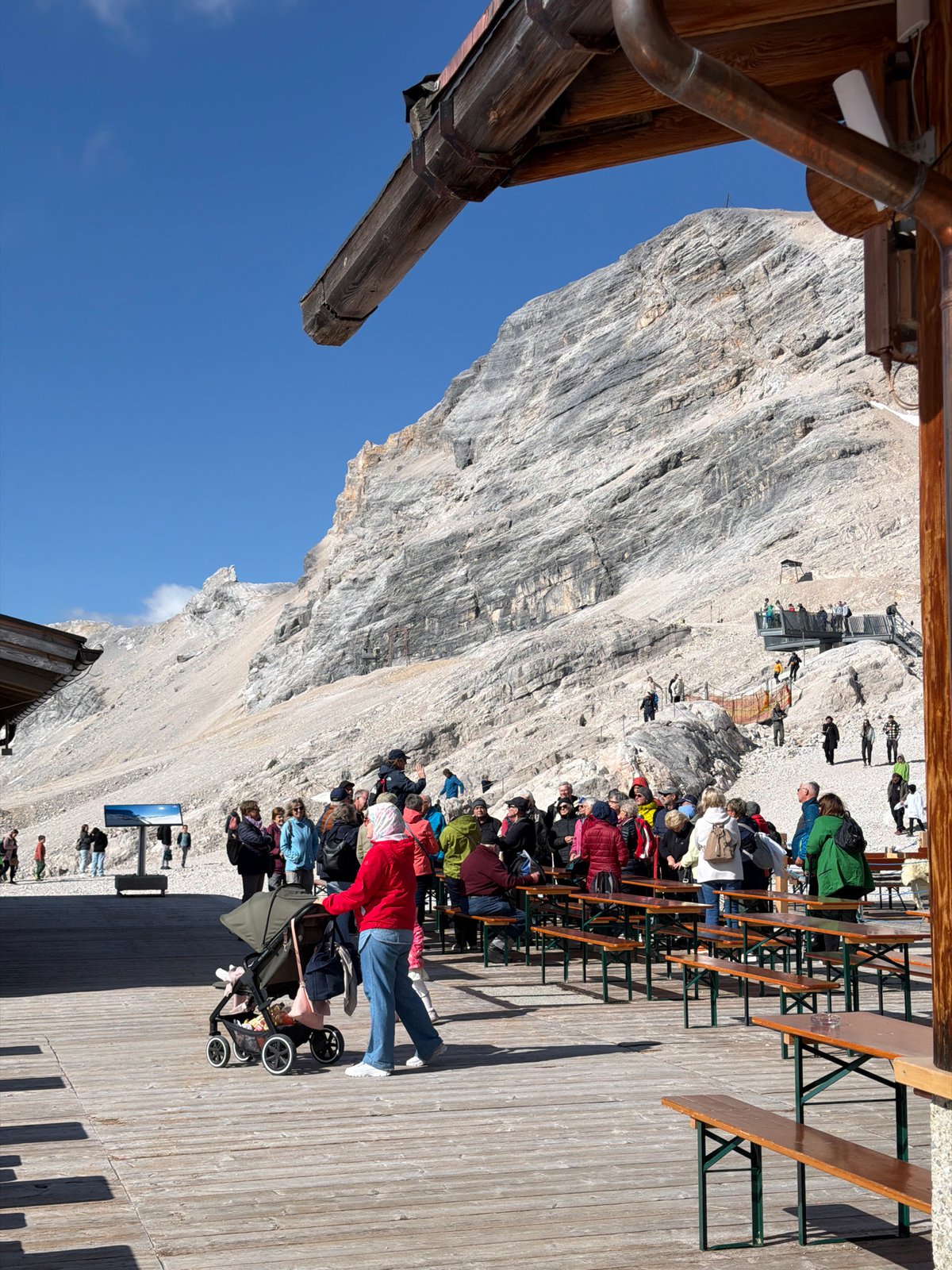 Summit crowds and alpine views at the Zugspitze