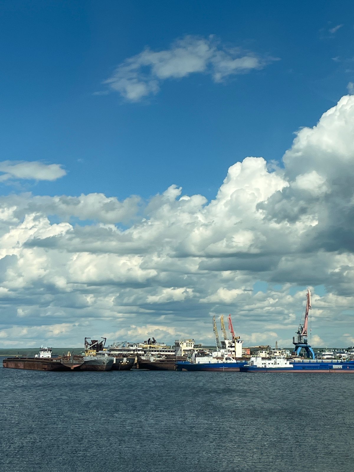 Morning documentation of Kama River industrial waterfront in Chaikovsky