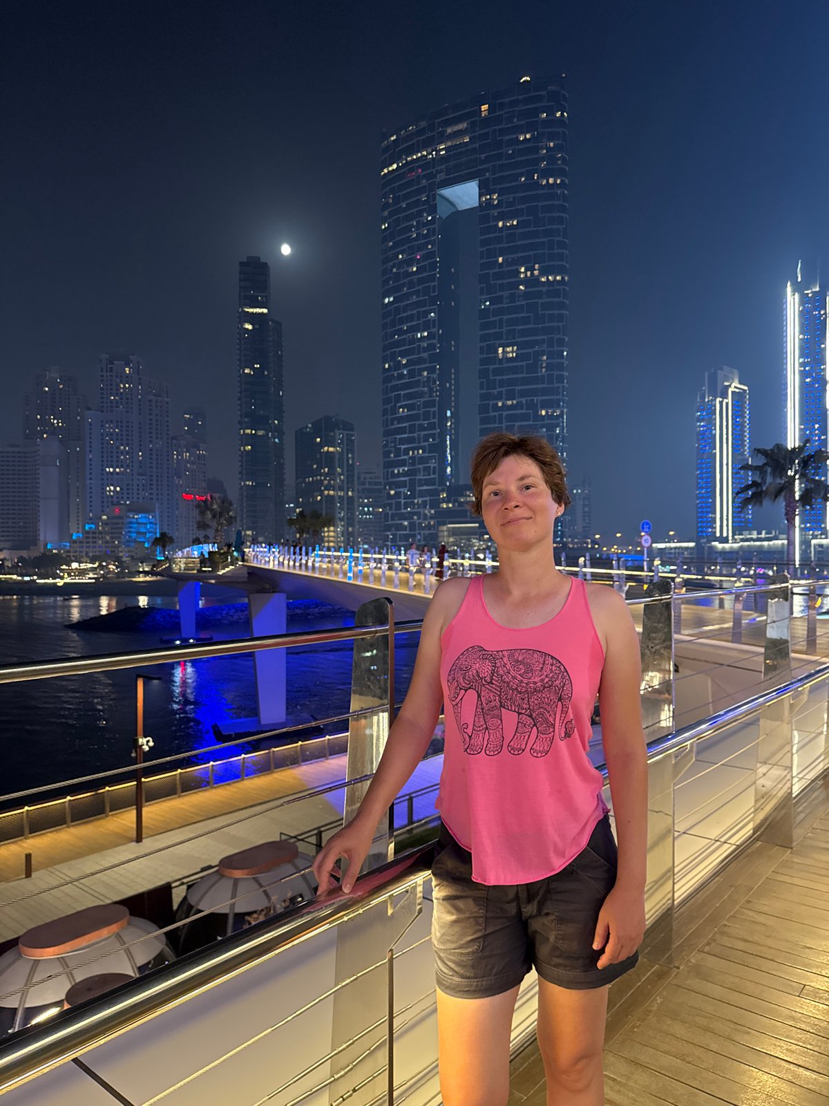 Nighttime vibes along Dubai's Marina waterfront