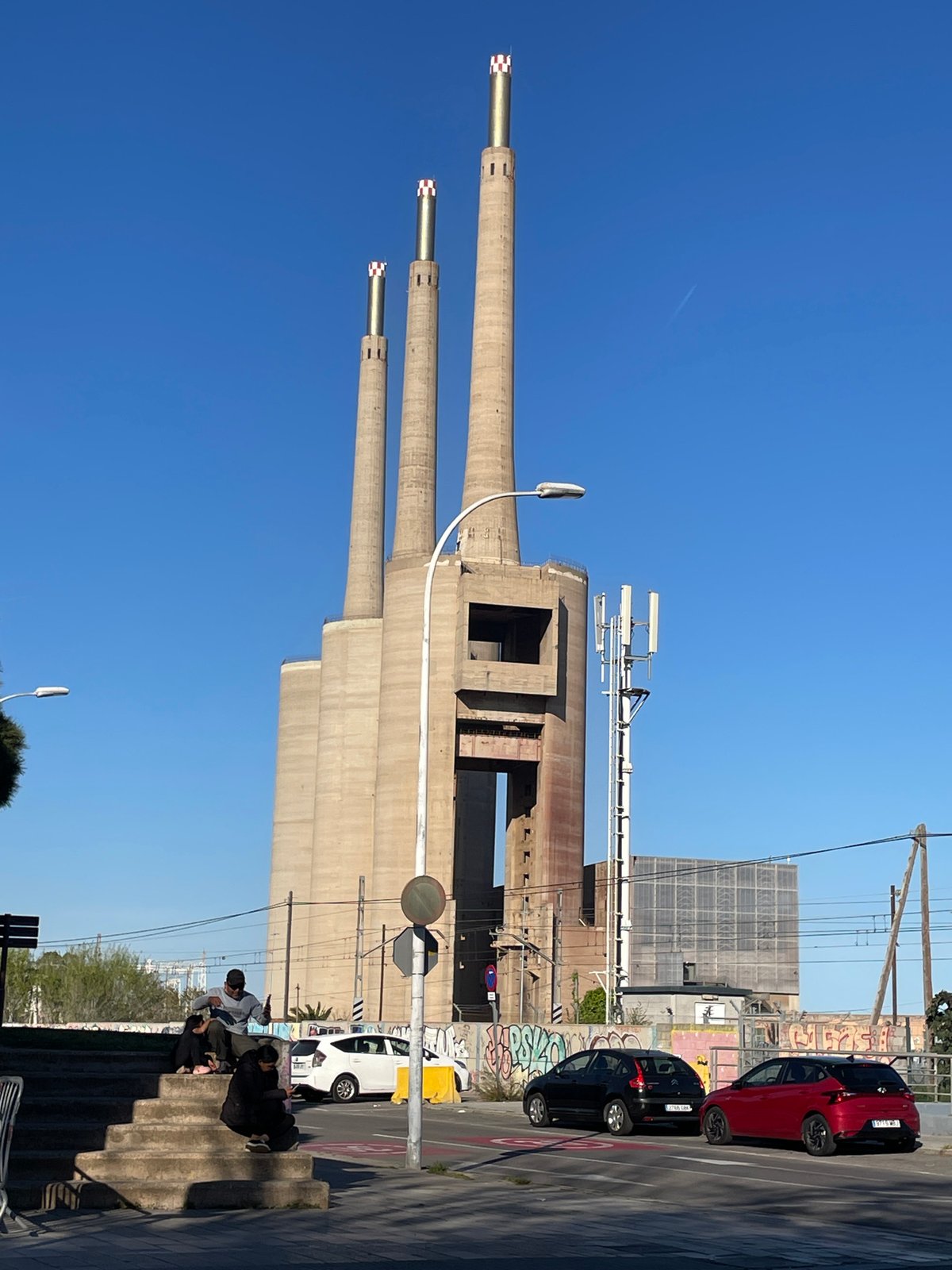 Three Chimneys landmark photographed in Sant Adrià de Besòs