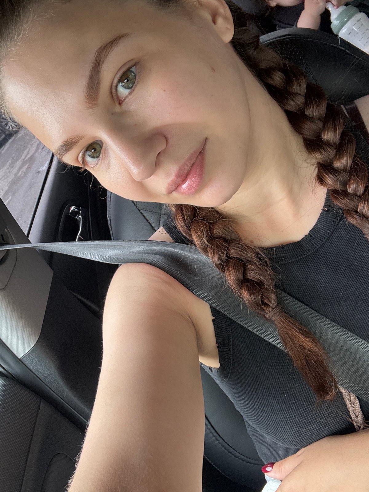 In-car selfie on the road in Chaikovsky, Russia