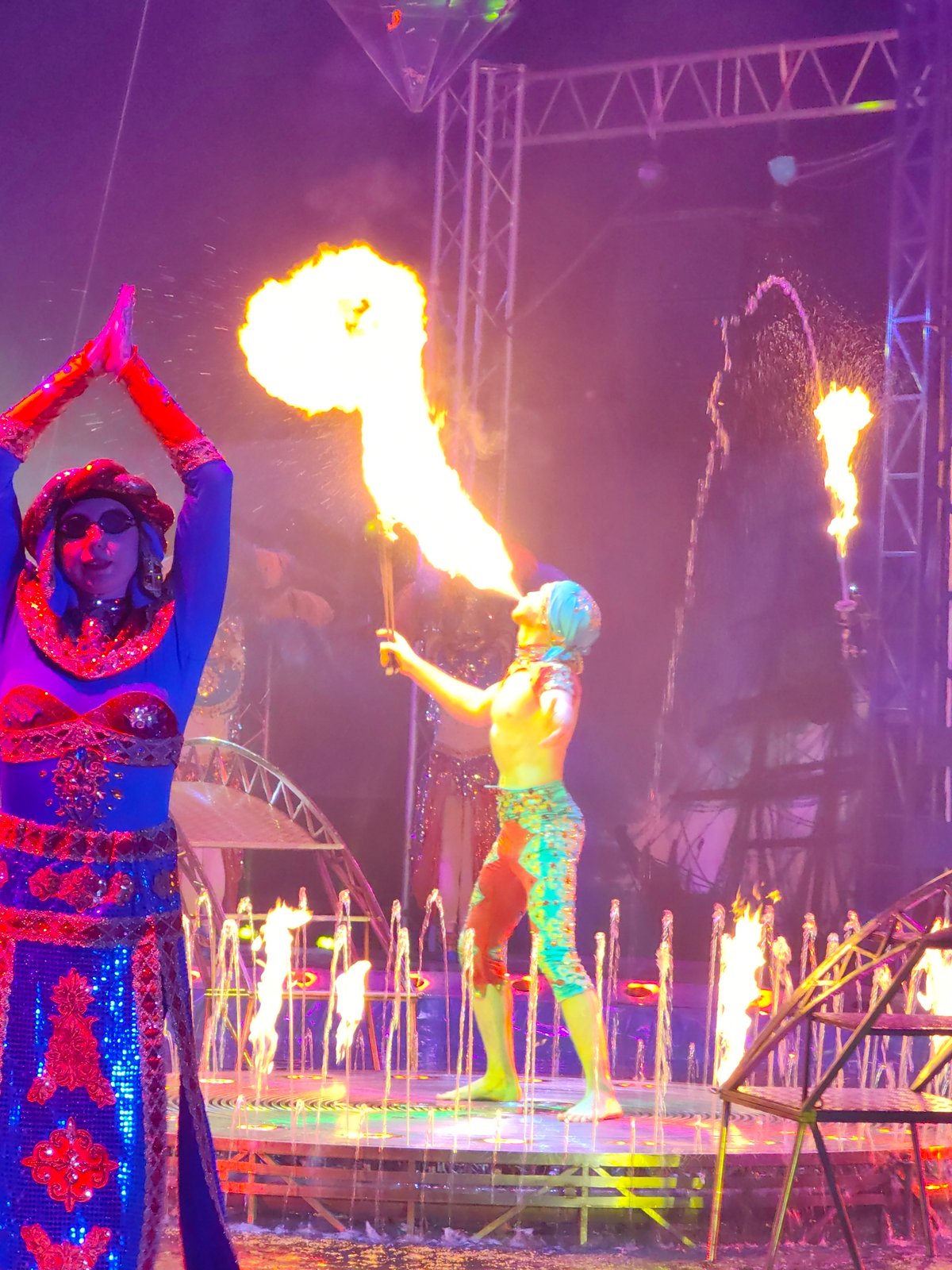 Theatrical performance with sequined costumes observed in Tver, Russia