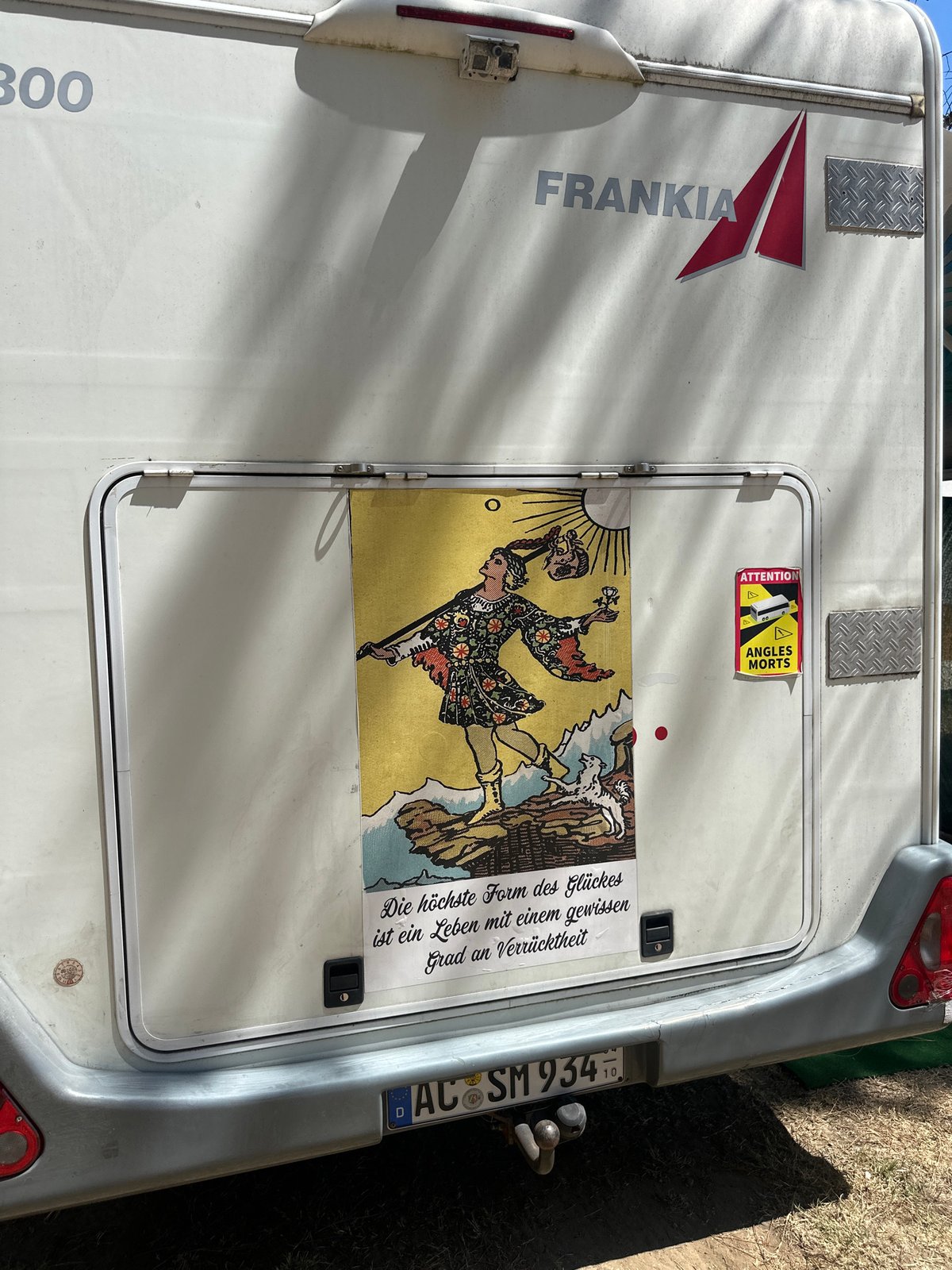 Frankia RV parked at a pine forest campground in Montenegro