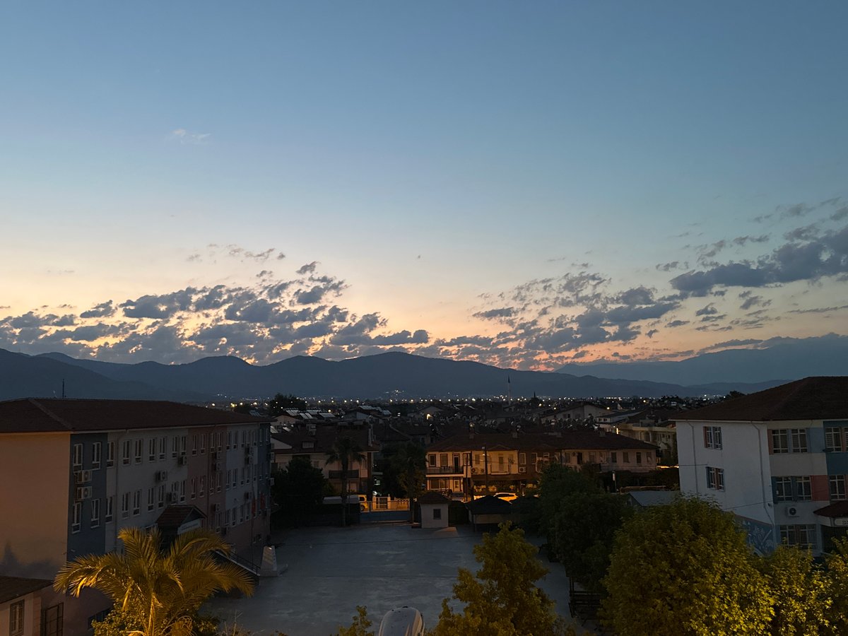 Sunset aerial views of school building in Fethiye