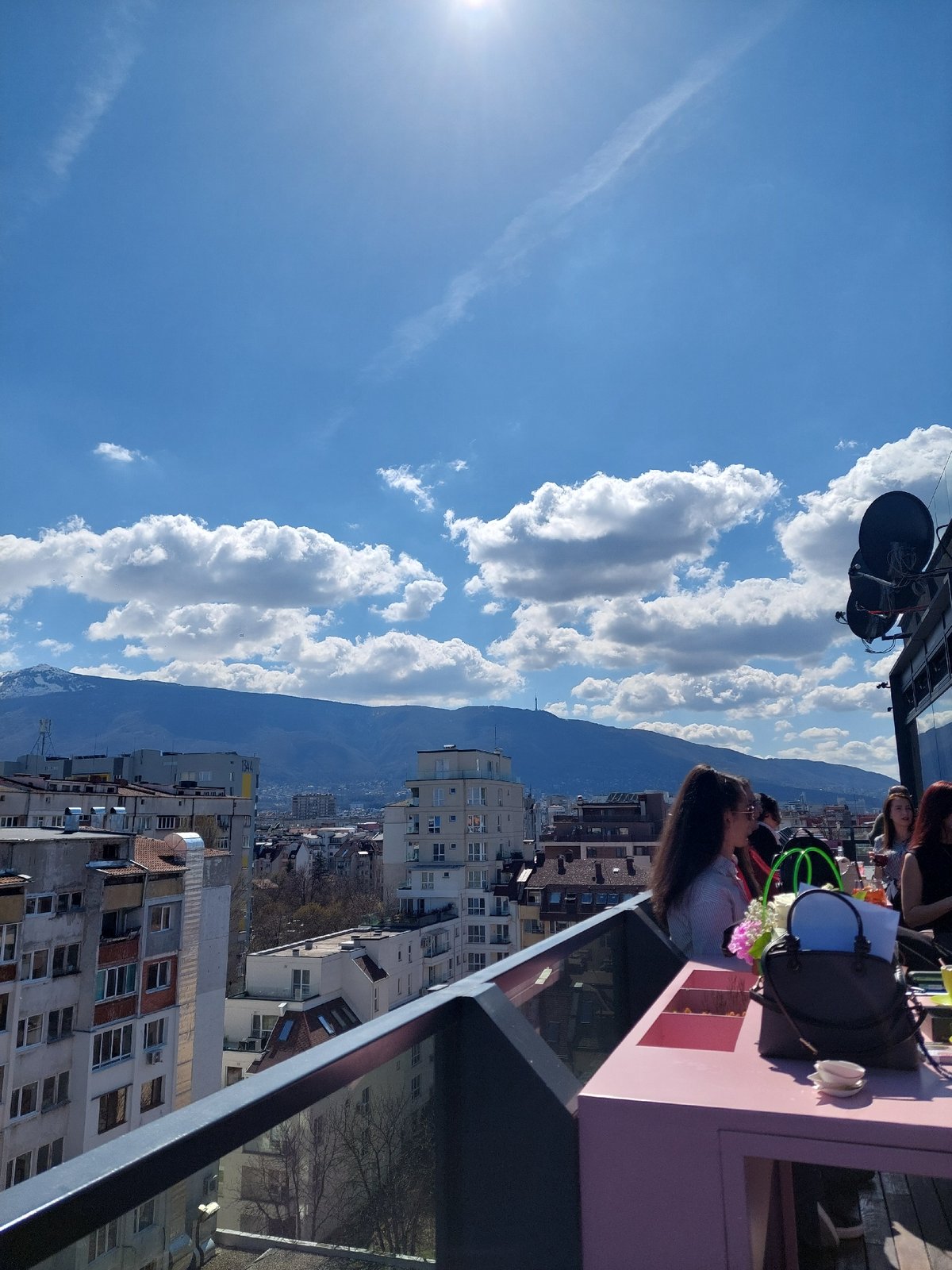 Partly cloudy skies observed over Sofia cityscape Sunday morning