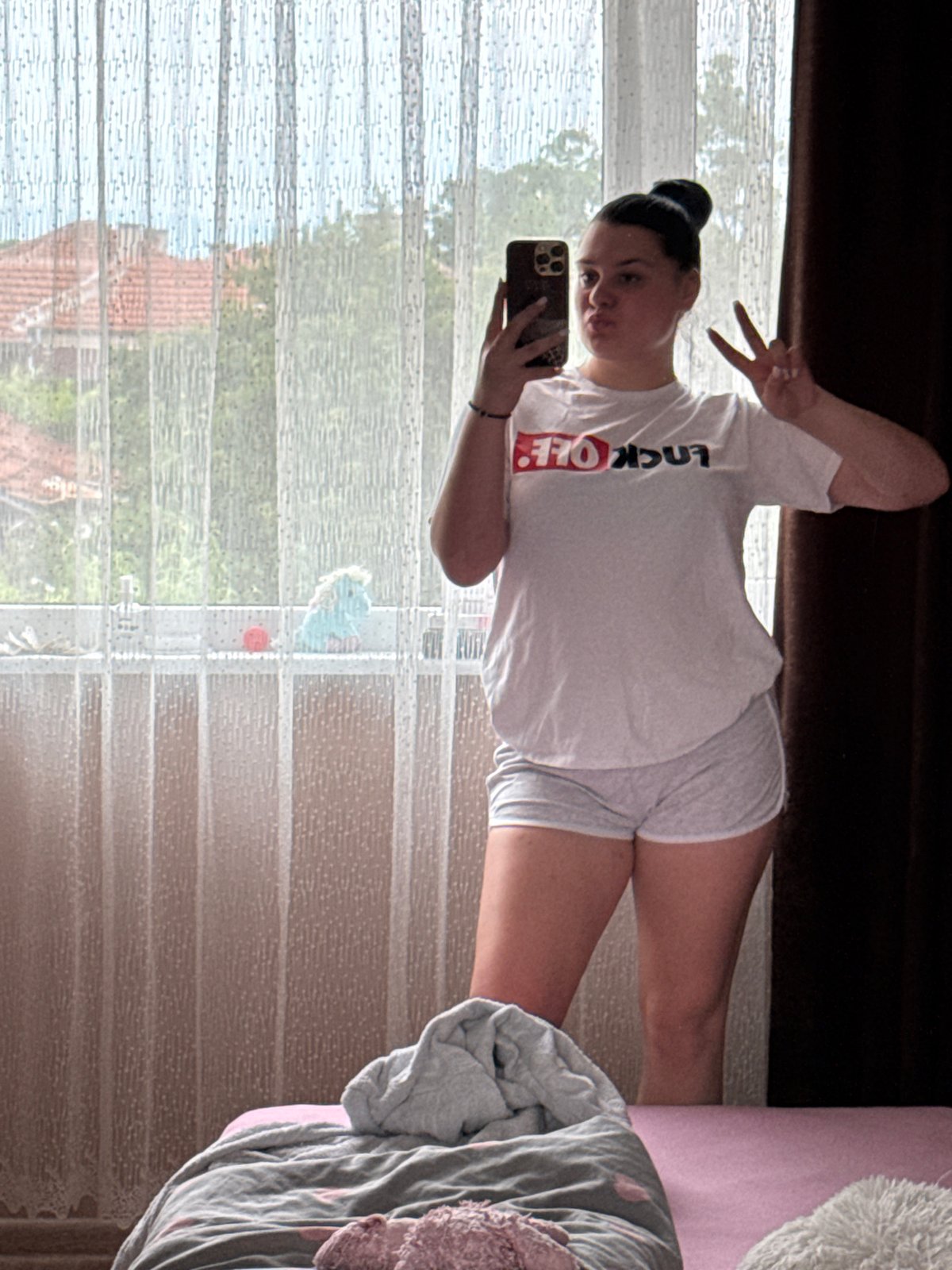 Woman takes selfies in different outfits in Rogosh