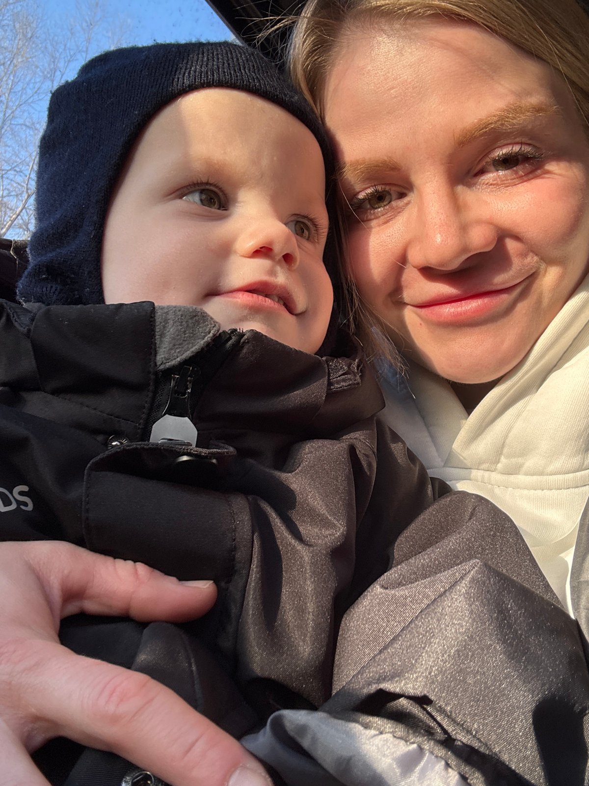 Woman and baby photographed together in Saint Petersburg