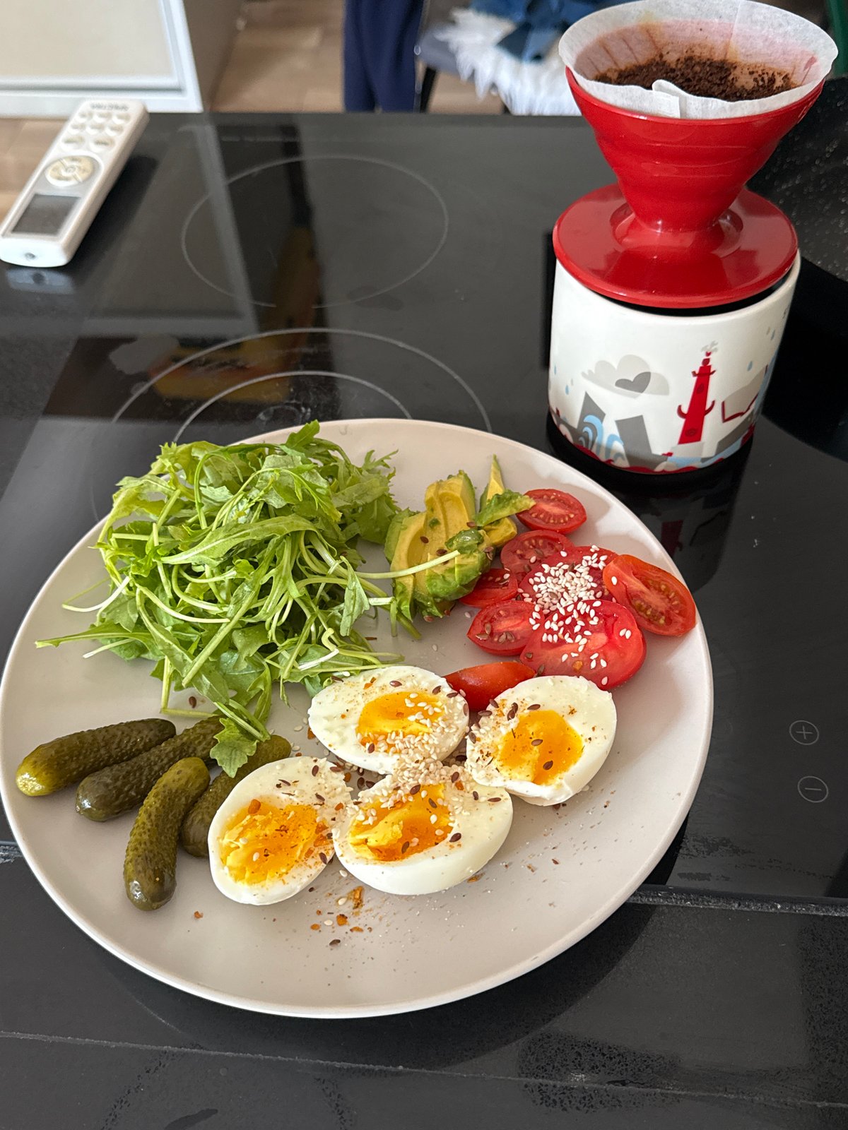 Morning breakfast documented in Tel Aviv kitchen