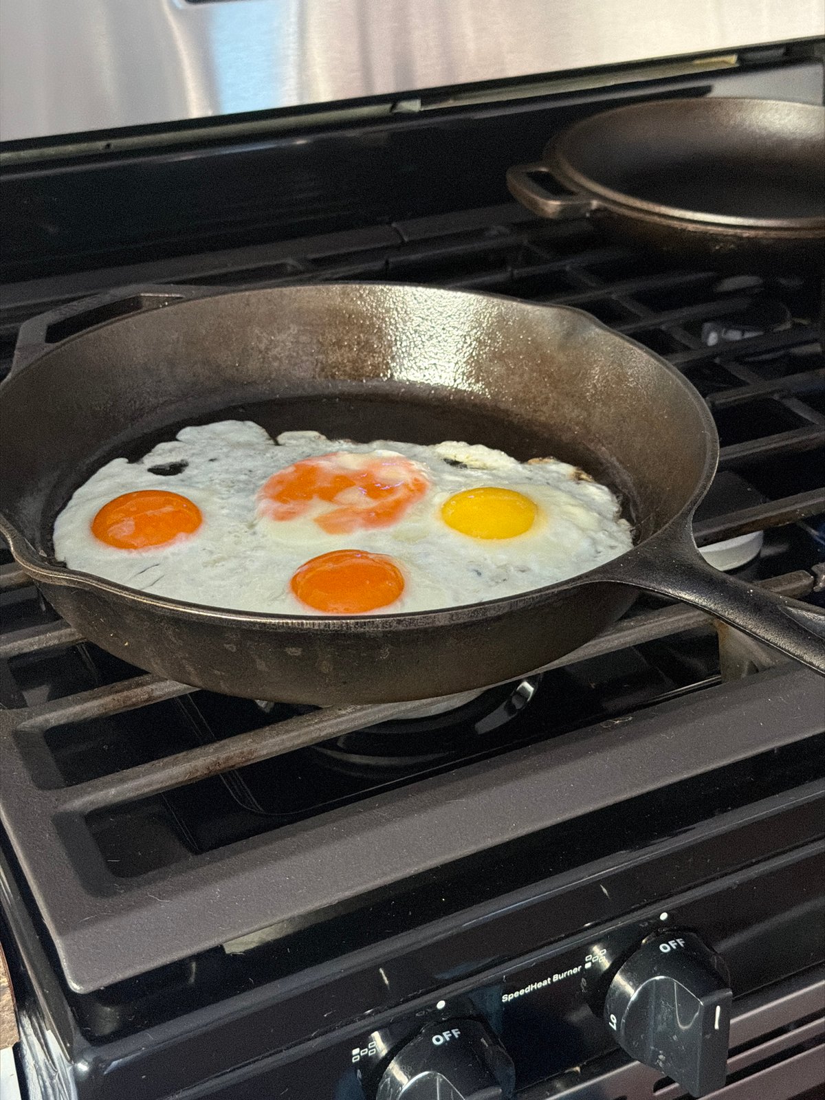 Morning cooking scene documented on gas stovetop in Buford
