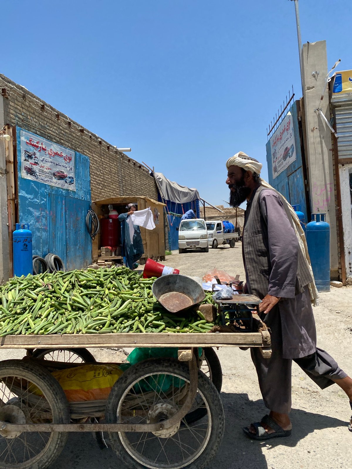 A busy Kandahar street market in full morning swing