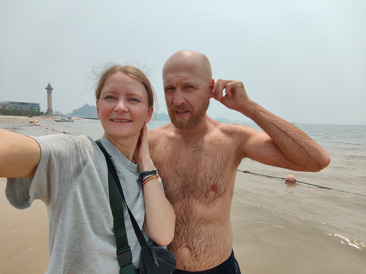 Woman enjoys beach visit, stadium stop in Vietnam