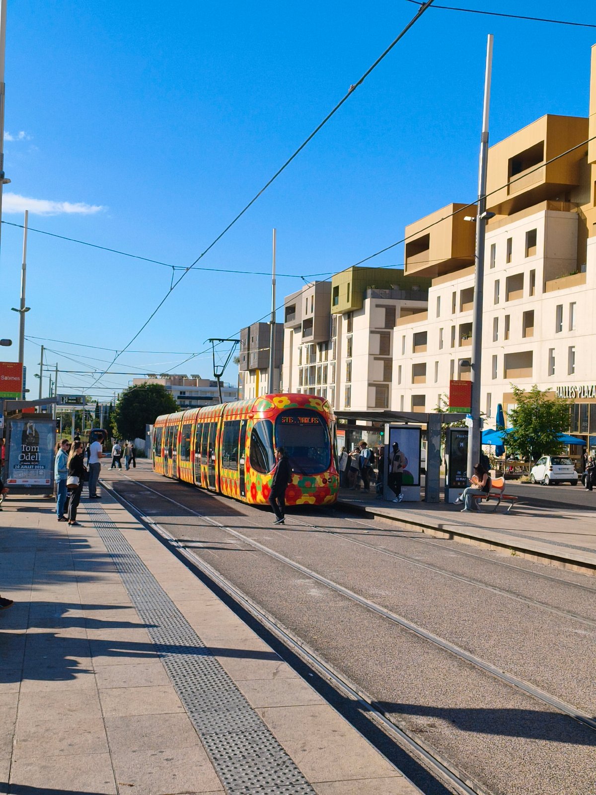 Morning tram service operates normally in Montpellier streets