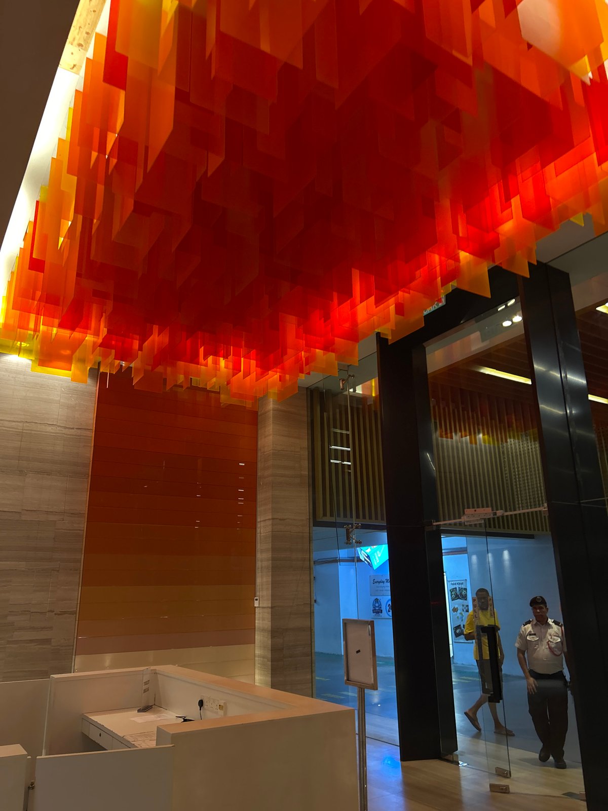 Abstract sculpture photographed in Kuala Lumpur building interior