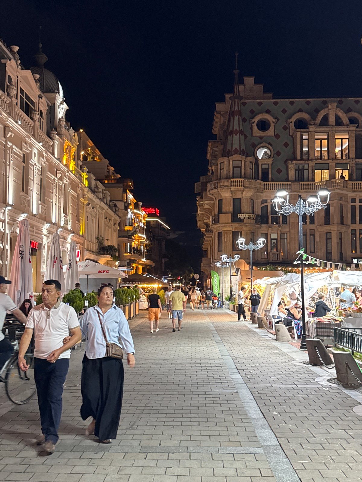 Batumi's waterfront district alive on a summer night