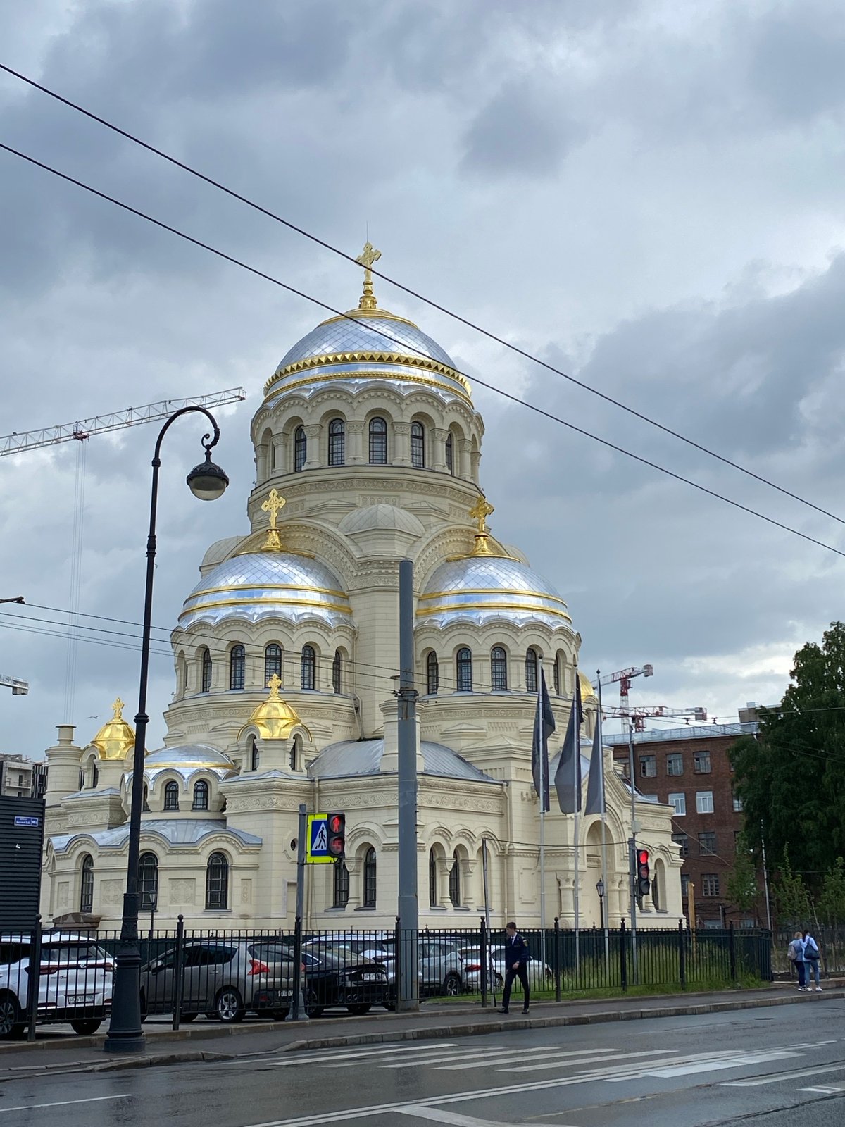 Kronstadt's Naval Cathedral of Saint Nicholas on a grey afternoon