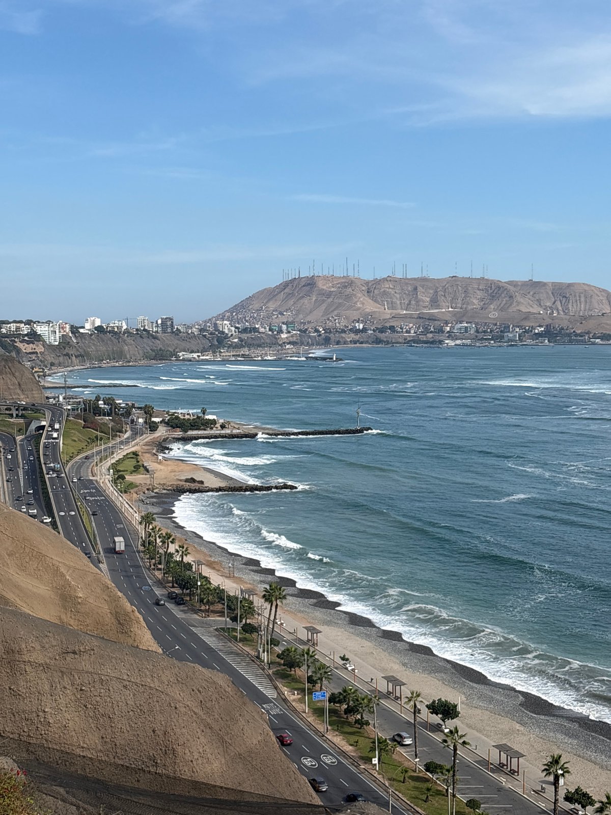 Coastal view documented from cliffs in Miraflores, Peru