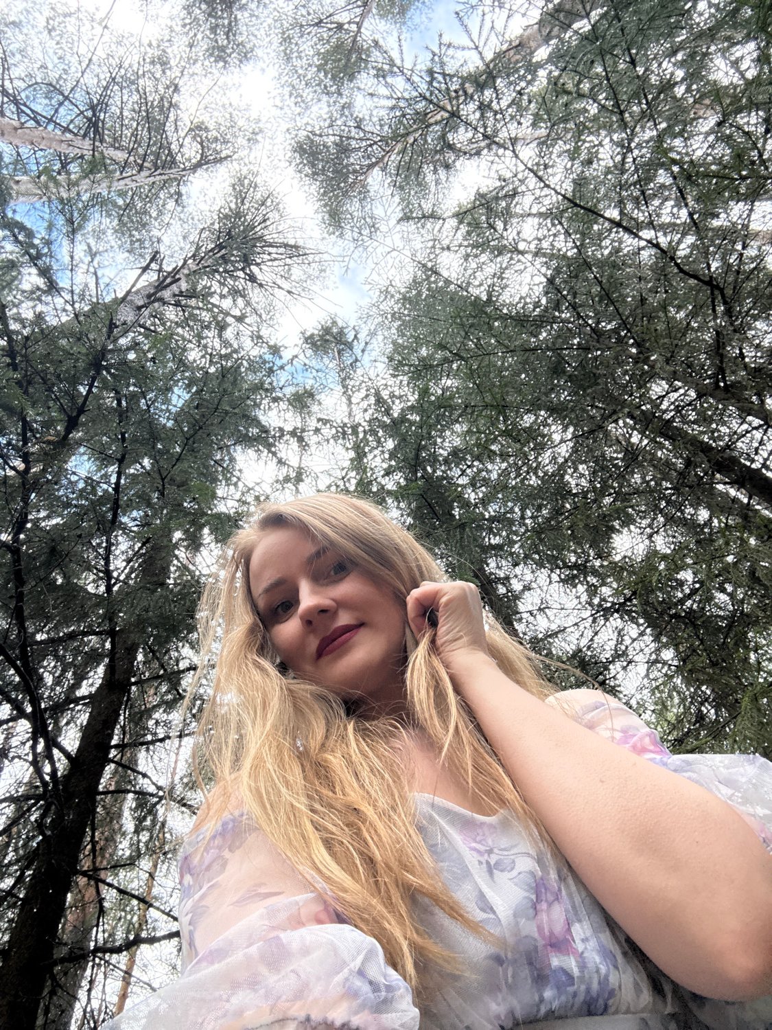 Woman photographed in forest near Chaikovsky, Russia