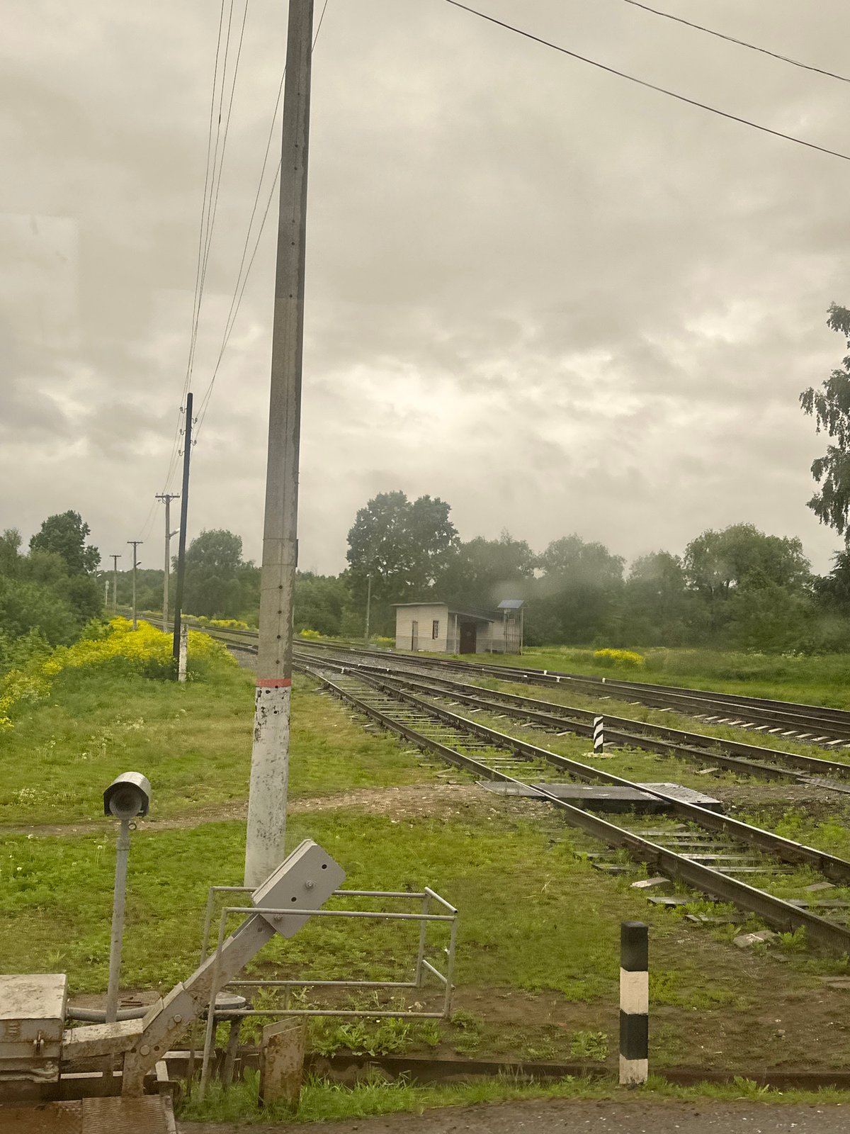 Early morning scenes captured around railway area in Кварса, Russia