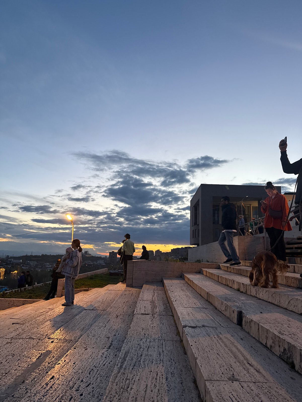 Sunset observations documented from Yerevan's Cascade during evening hours