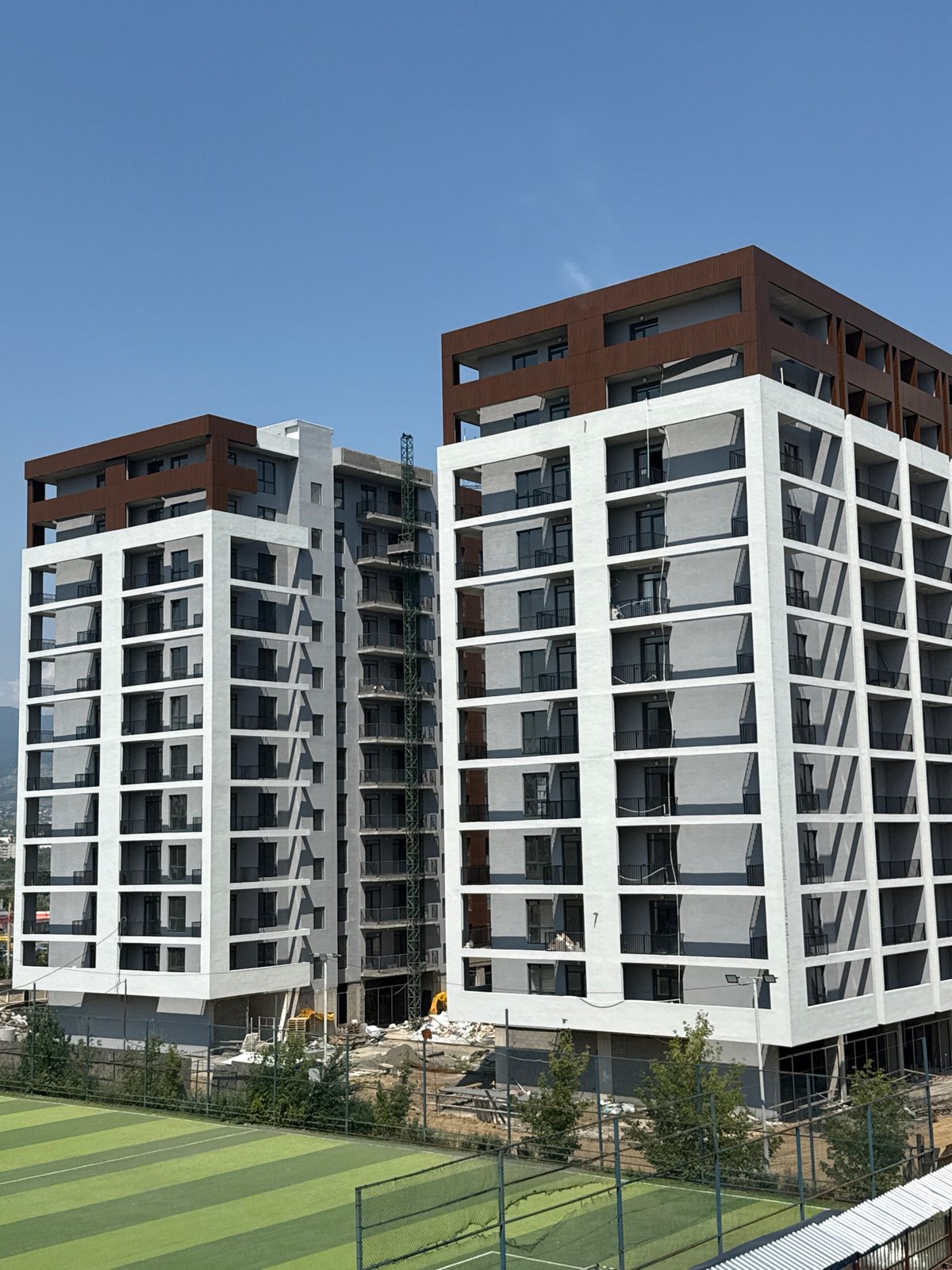 Tbilisi apartment construction site, ground level and above