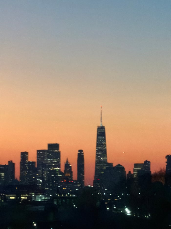New York skyline photographed at dusk January 19