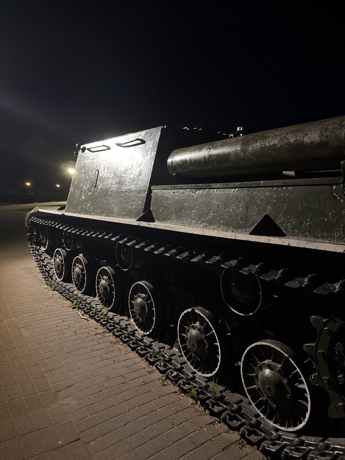 Red carnation placed at tank monument in Brest, Belarus