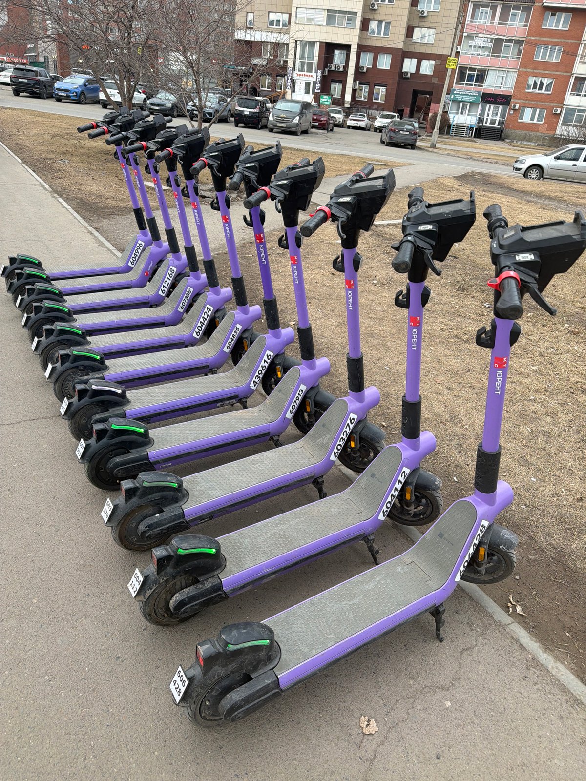 ЮРЕНТ electric scooters deployed on Krasnoyarsk street