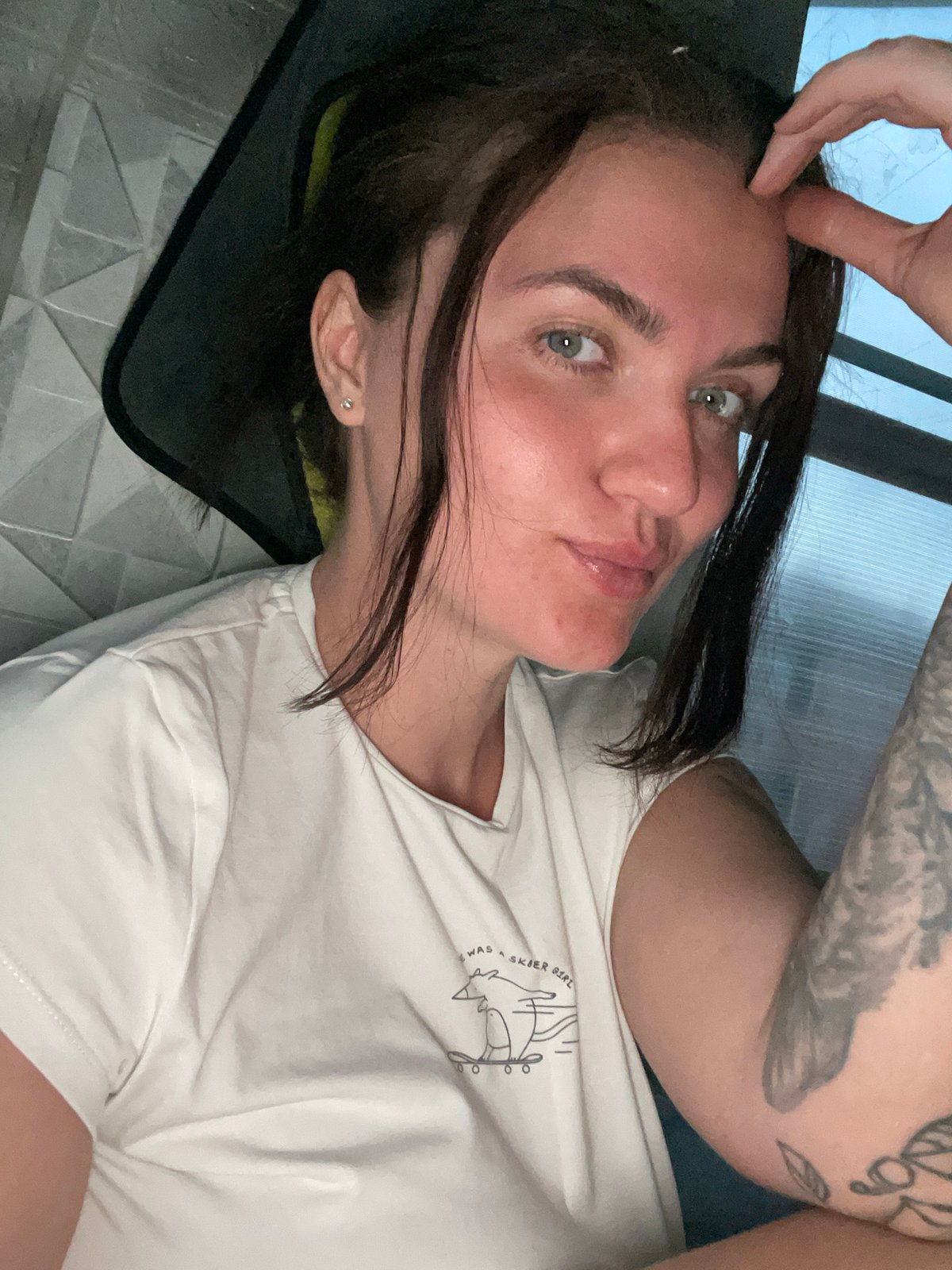 Woman photographed indoors at Moscow industrial facility early morning