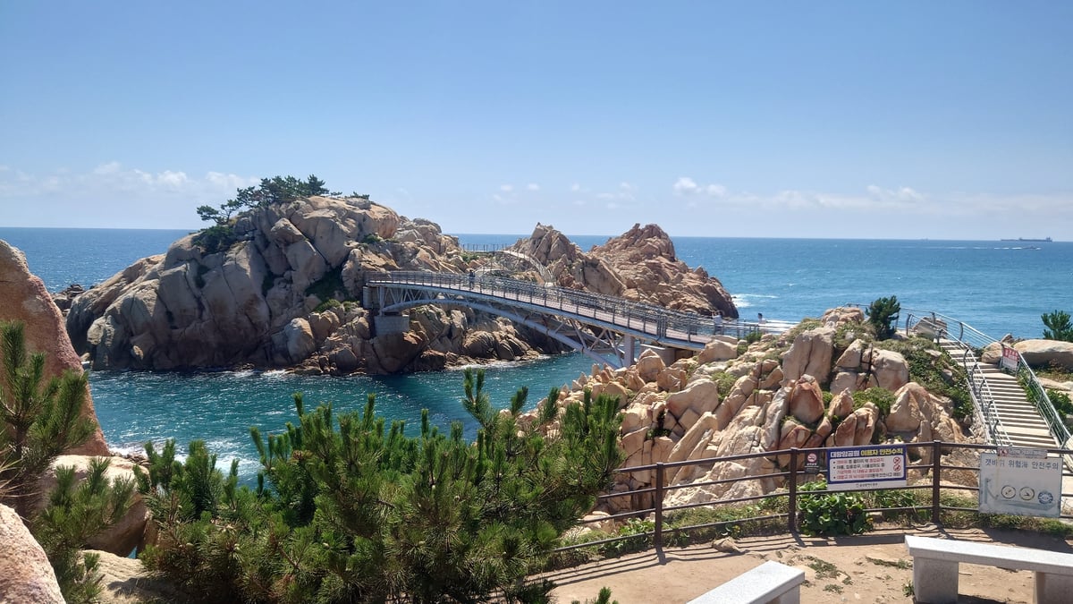 Ulsan's rocky coastline and parks on a clear summer day