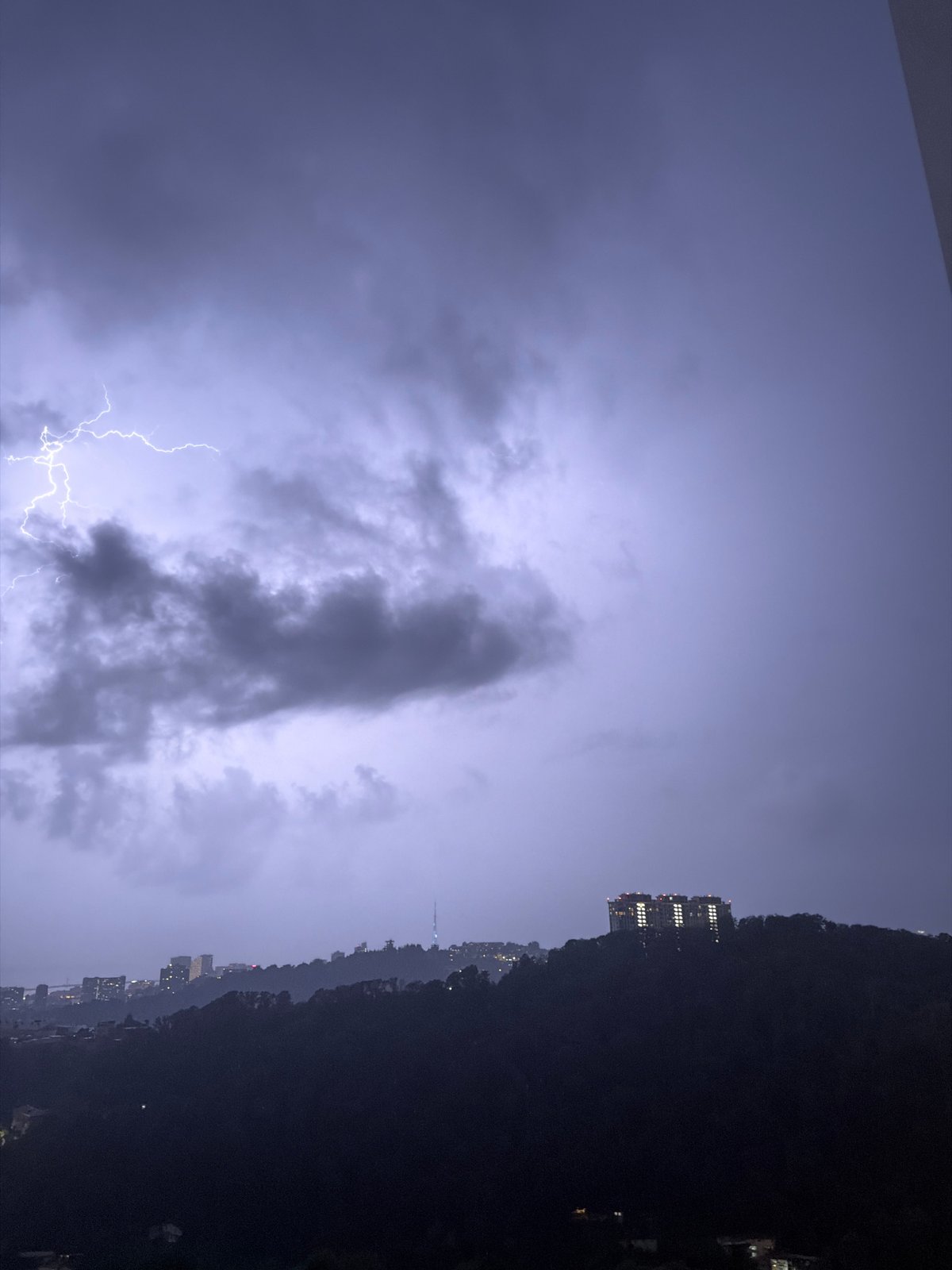 Lightning storm lights up the night sky over Sochi
