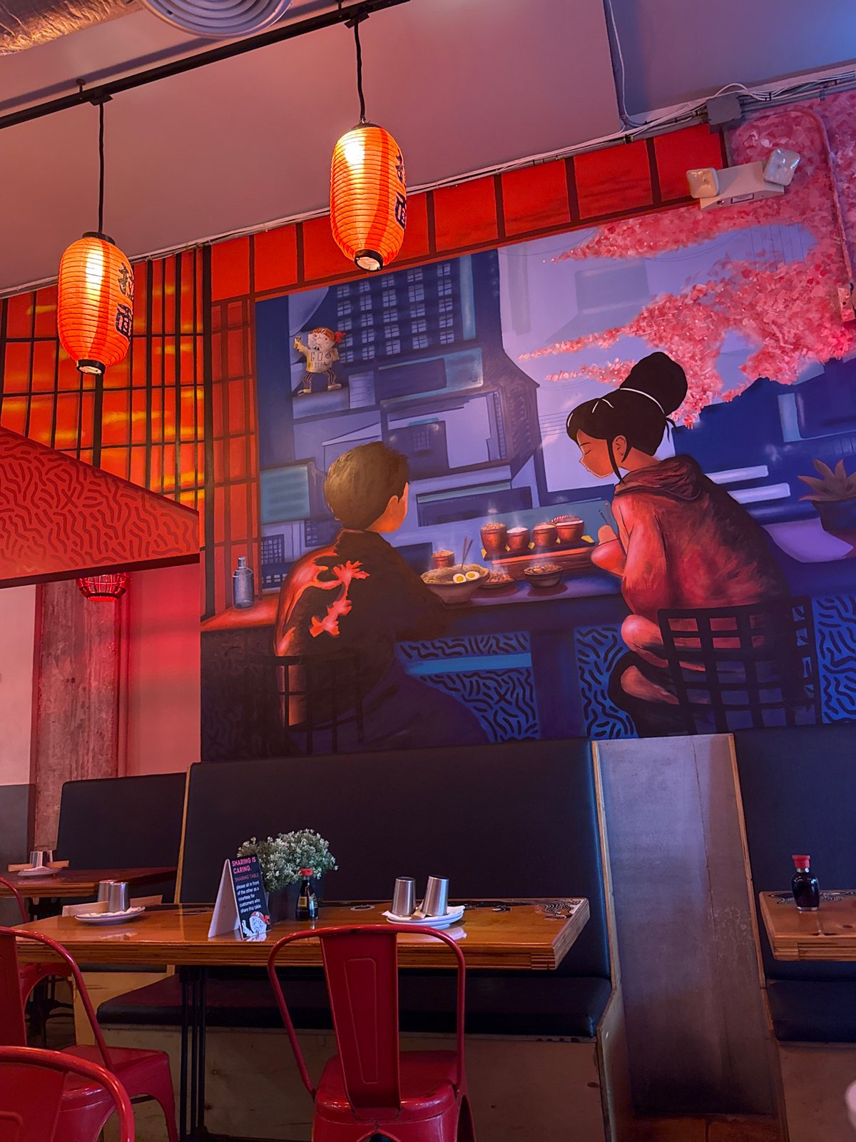 Diner captures evening meal at Japanese restaurant in Hollywood