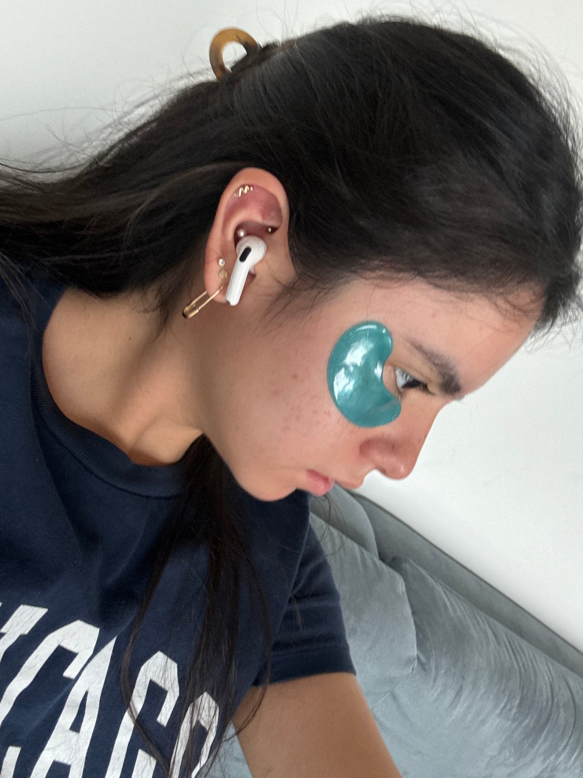 Austin woman documents skincare routine with colored eye patches