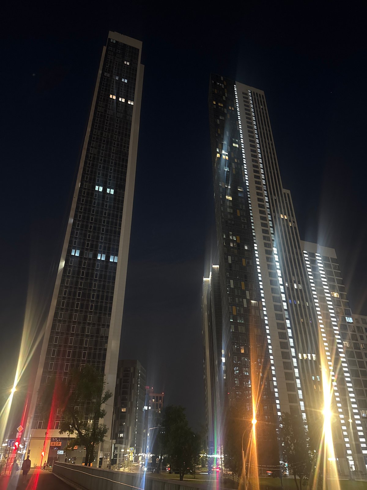 Moscow City skyscrapers observed at night June 8