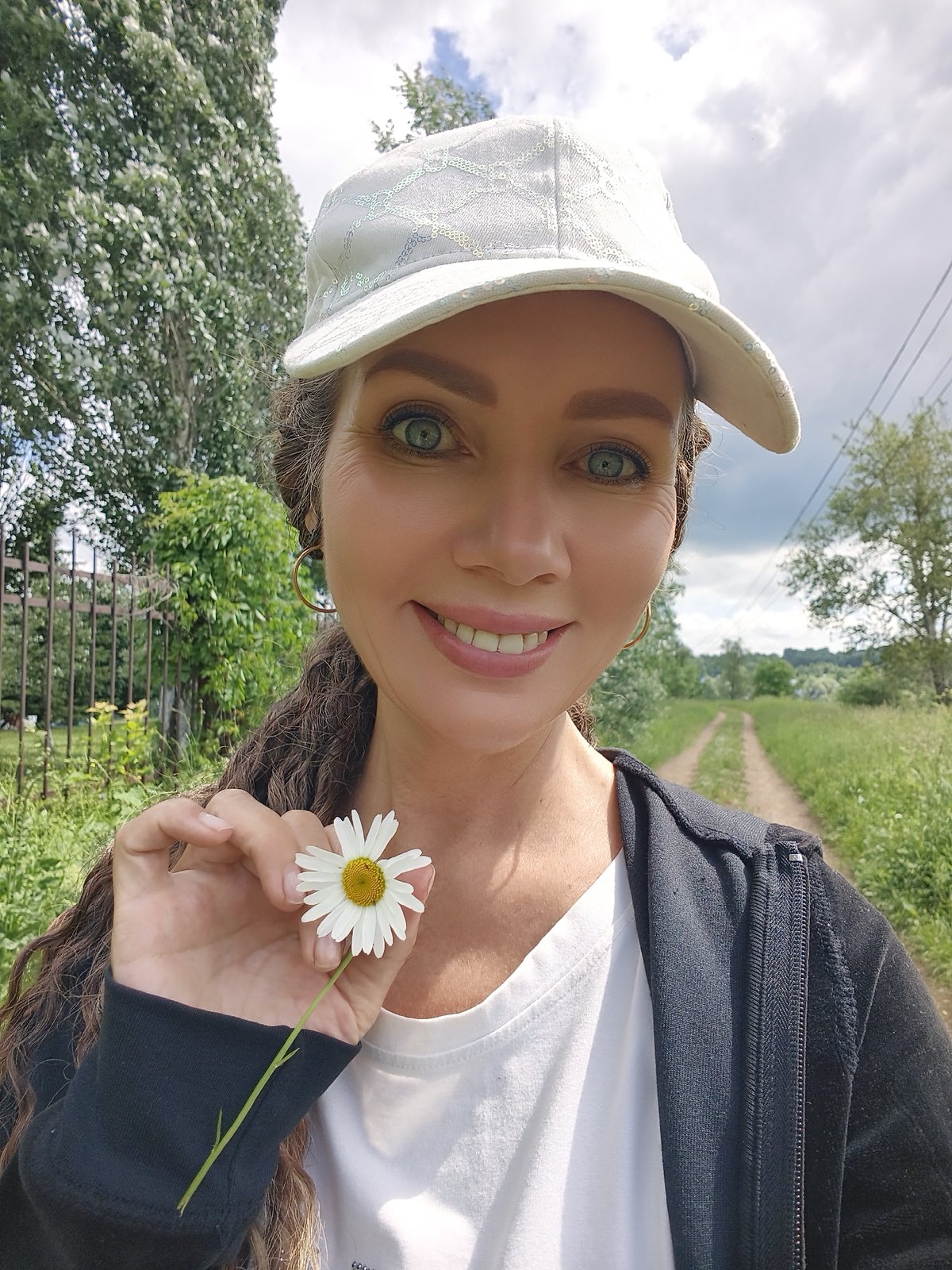 Summer morning walk through rural Russian countryside near a lake village