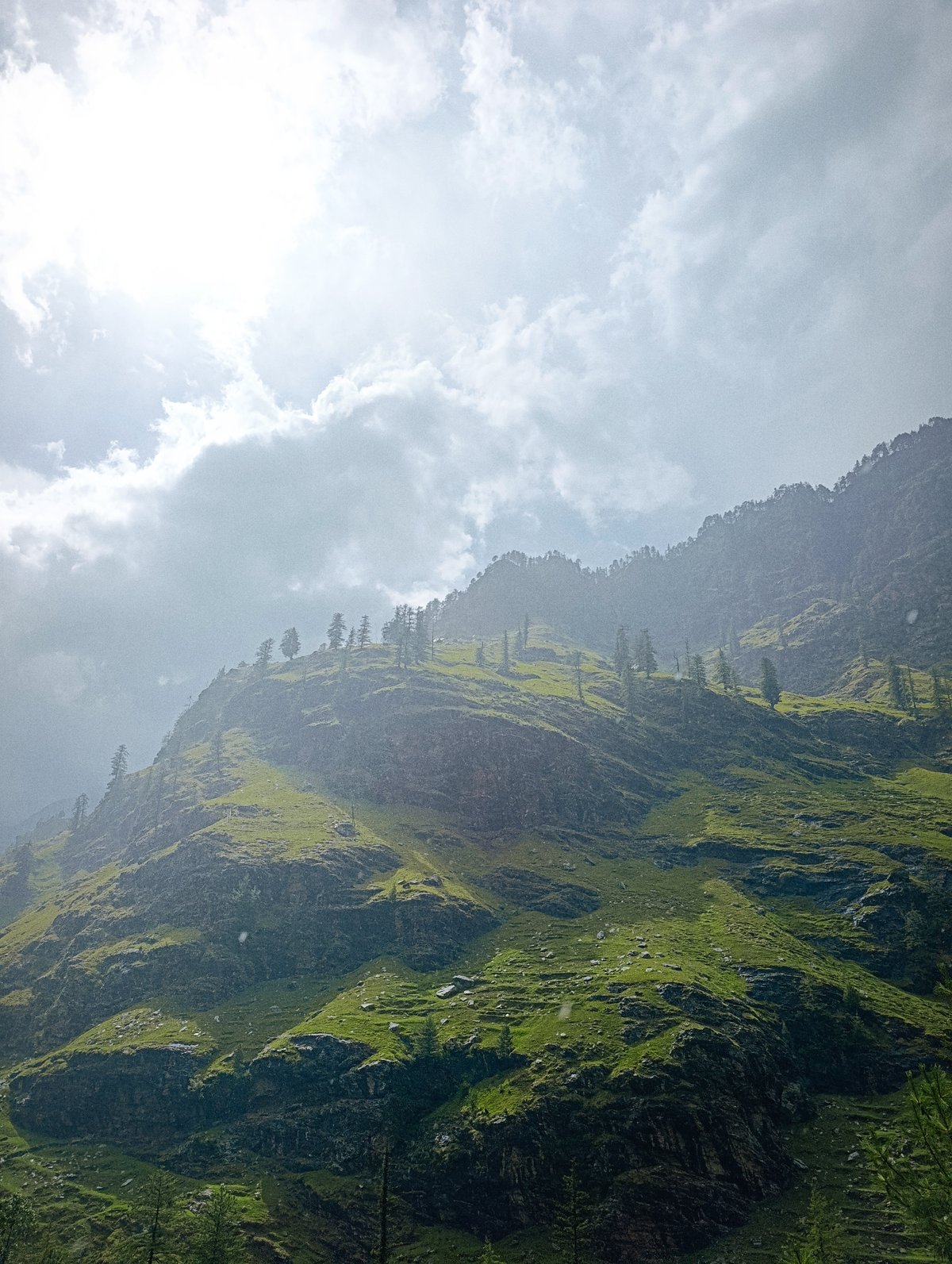 Rainy mountain morning in Kothi, India